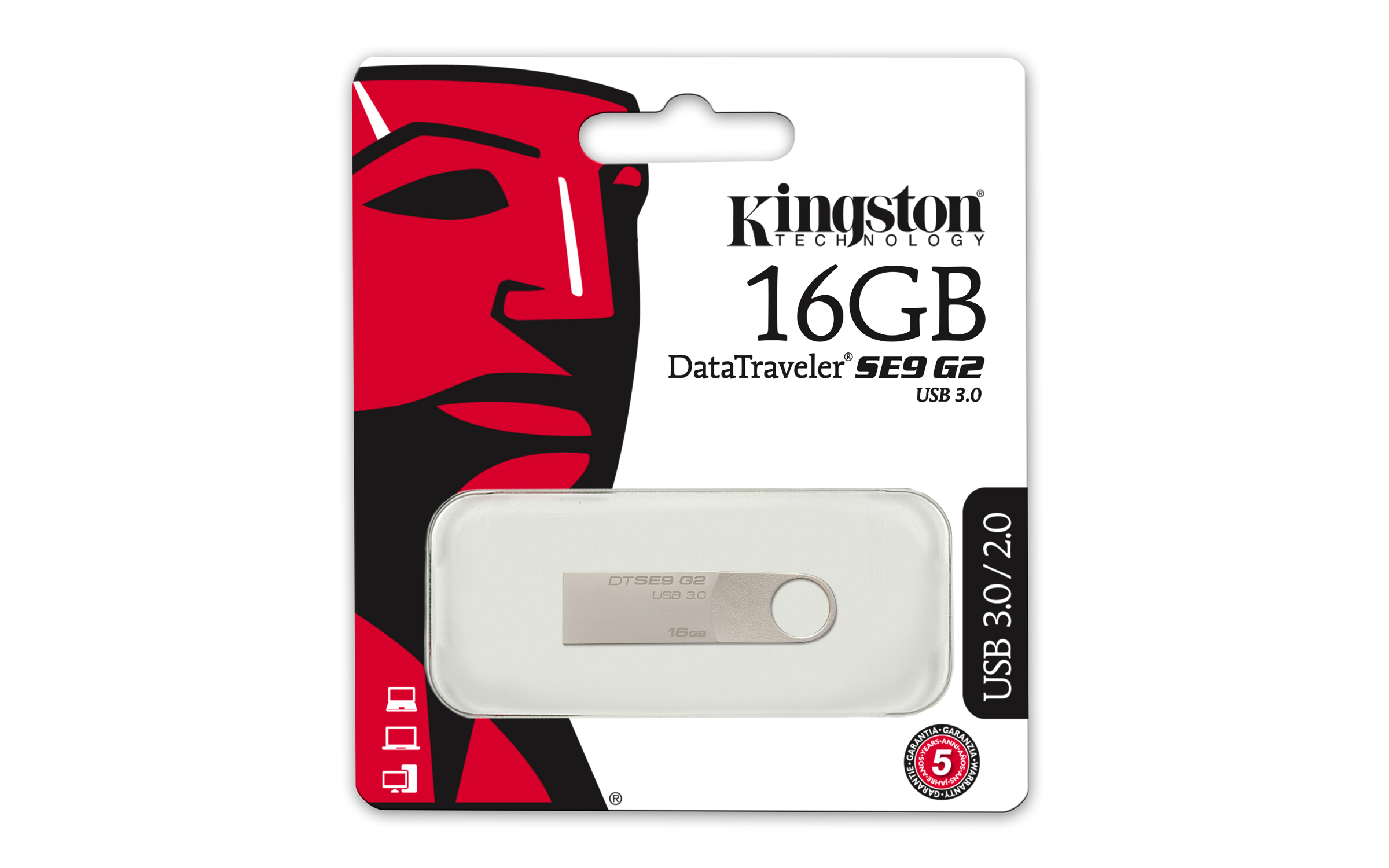 Kingston DataTraveler SE9 G2 16GB, 16 GB, USB Typ-A, 3.2 Gen 1 (3.1 Gen 1), Ohne Deckel, Silber