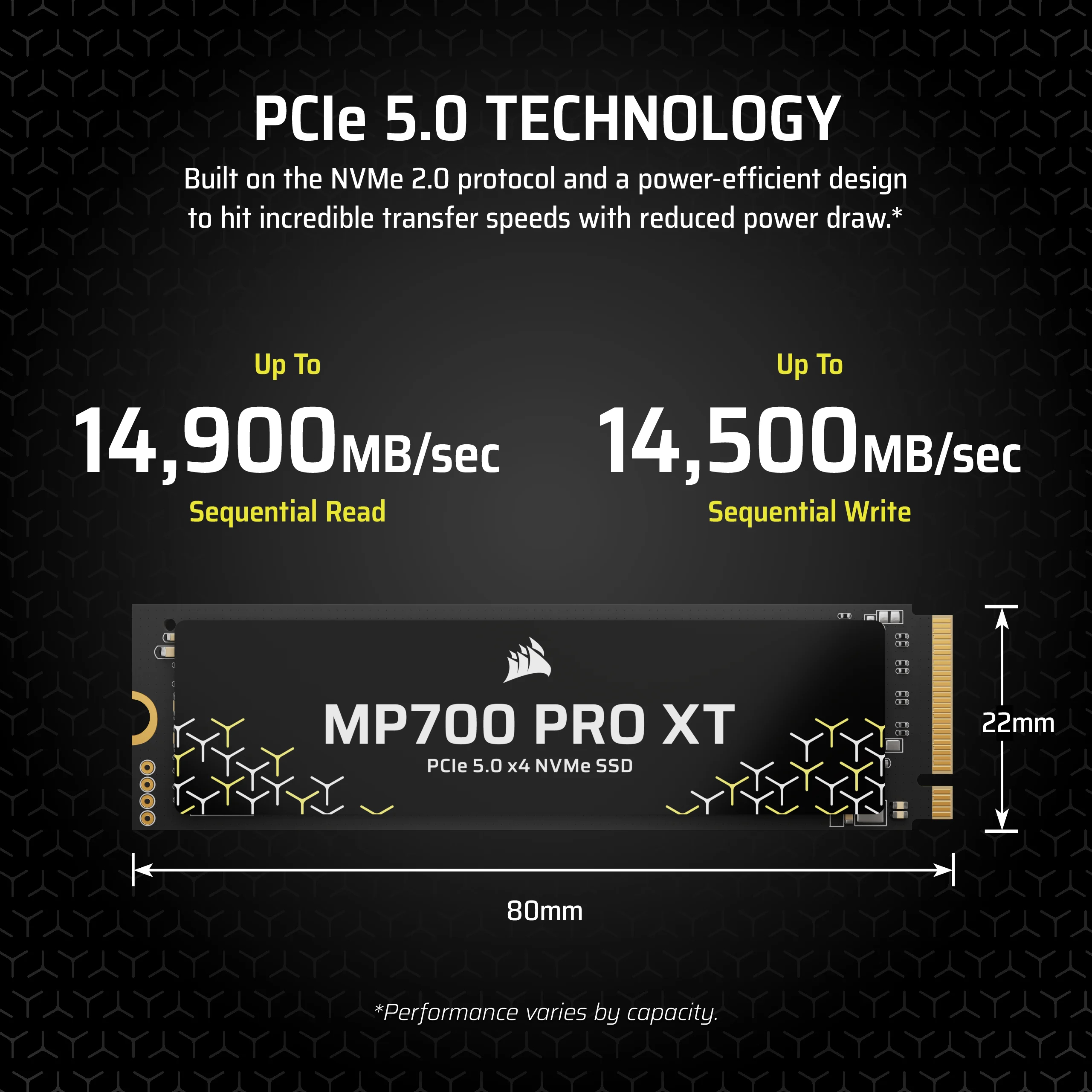 Corsair MP700 PRO XT - SSD - 1 TB - intern - M.2 2280 - PCI Express 5.0 x4 (NVMe)