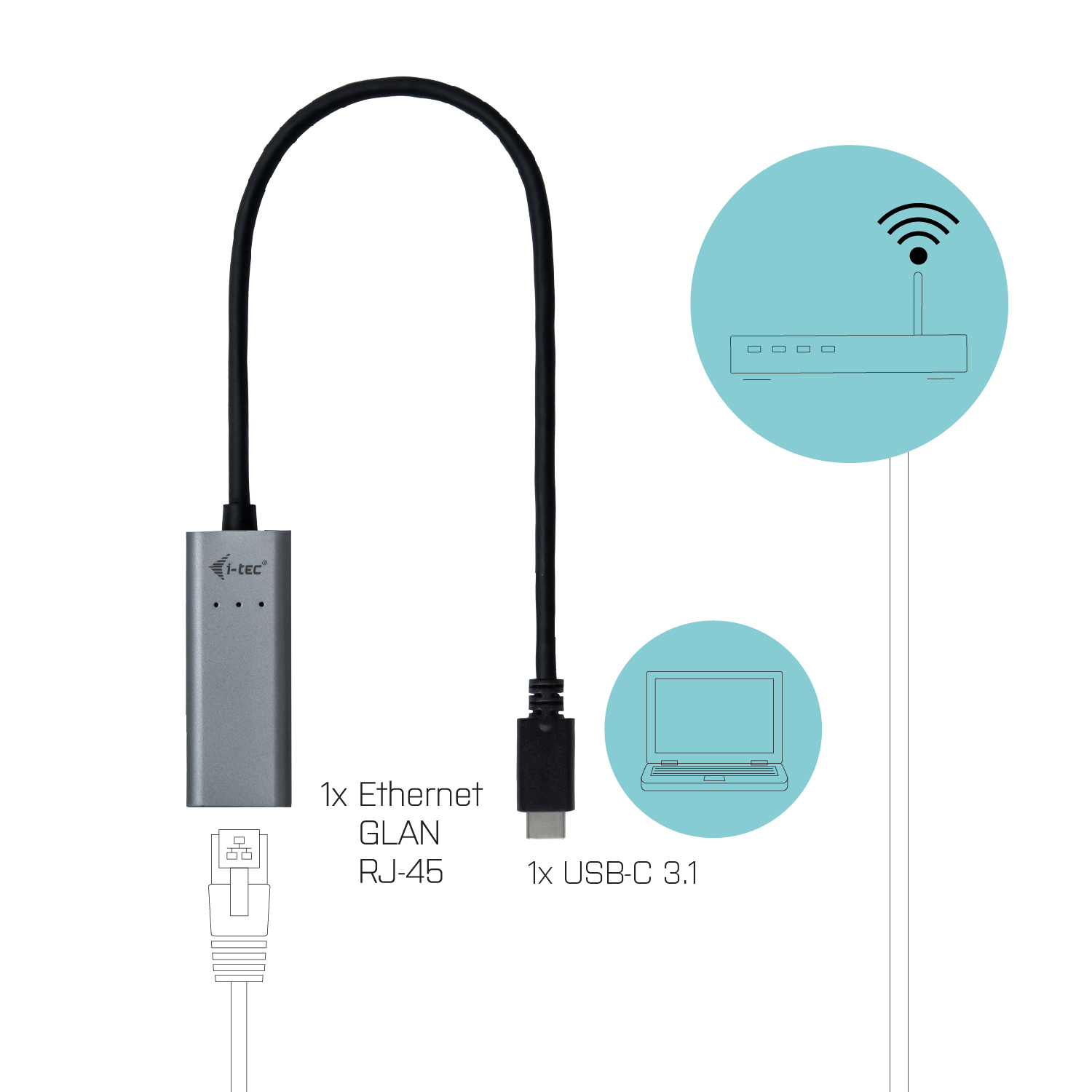 i-tec LAN-Adapter, RJ-45, USB-C 3.0 [Stecker]