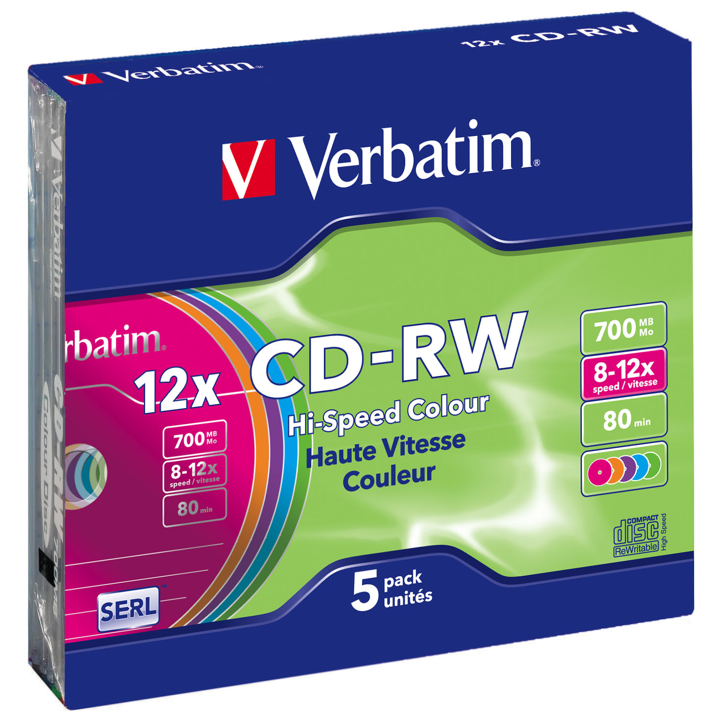 Verbatim DataLifePlus Hi-Speed - 5 x CD-RW - 700 MB (80 Min)