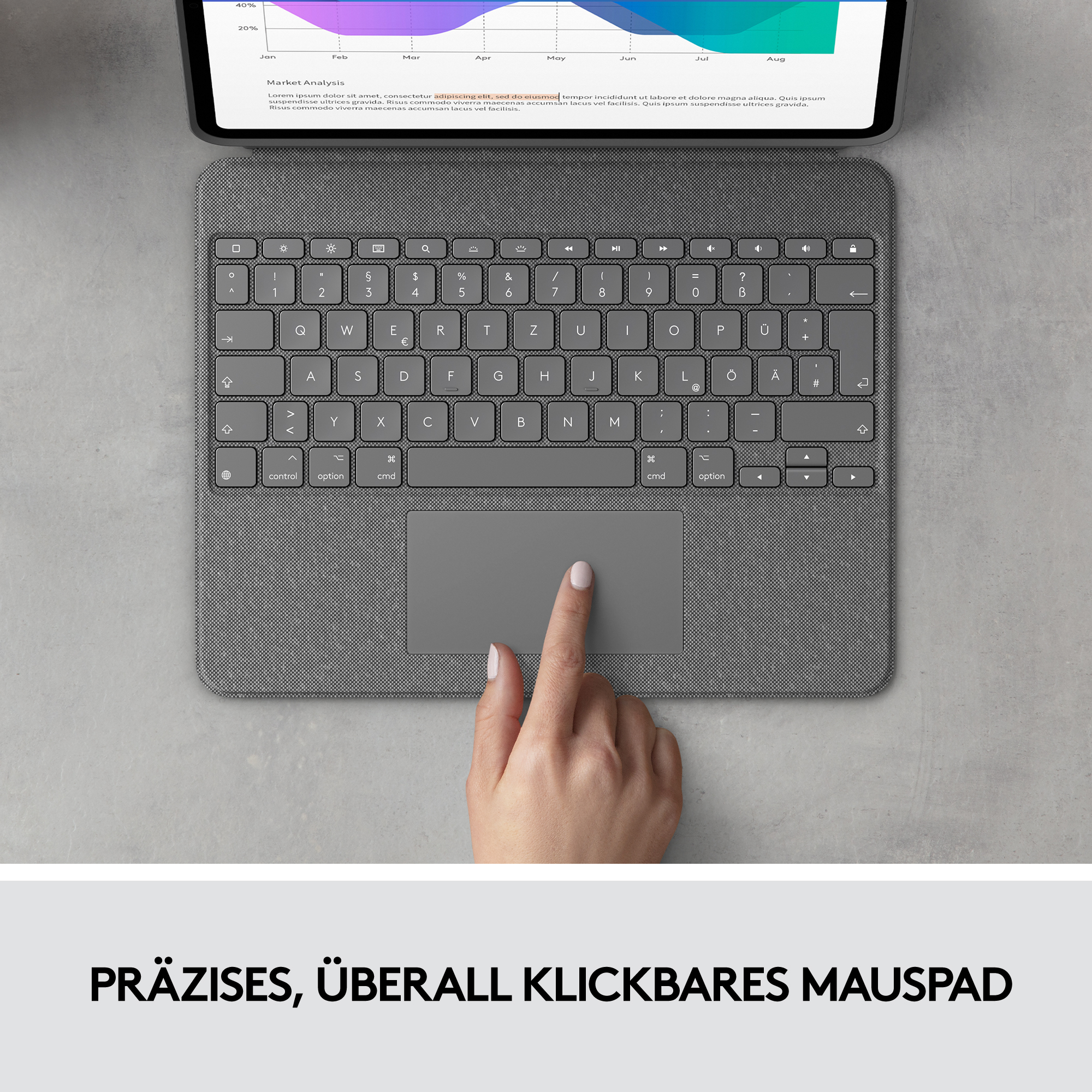 Logitech Combo Touch - Tastatur und Foliohülle - mit Trackpad - hintergrundbeleuchtet - Apple Smart