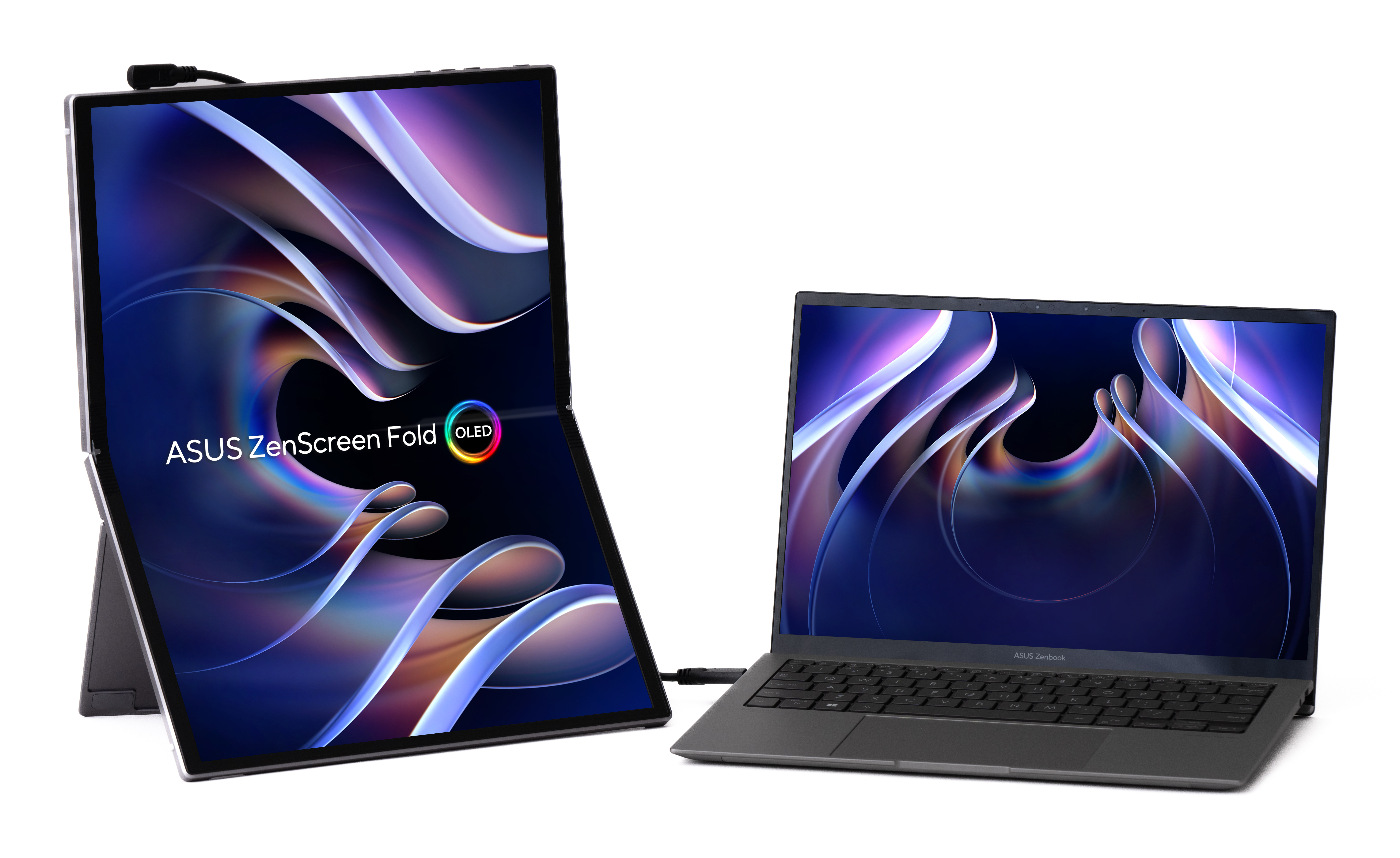 ASUS ZenScreen Fold OLED MQ17QH, 2x 17.3" QHD OLED, 60Hz, 0.2ms, 1x Mini HDMI, 2x USB-C m. DP