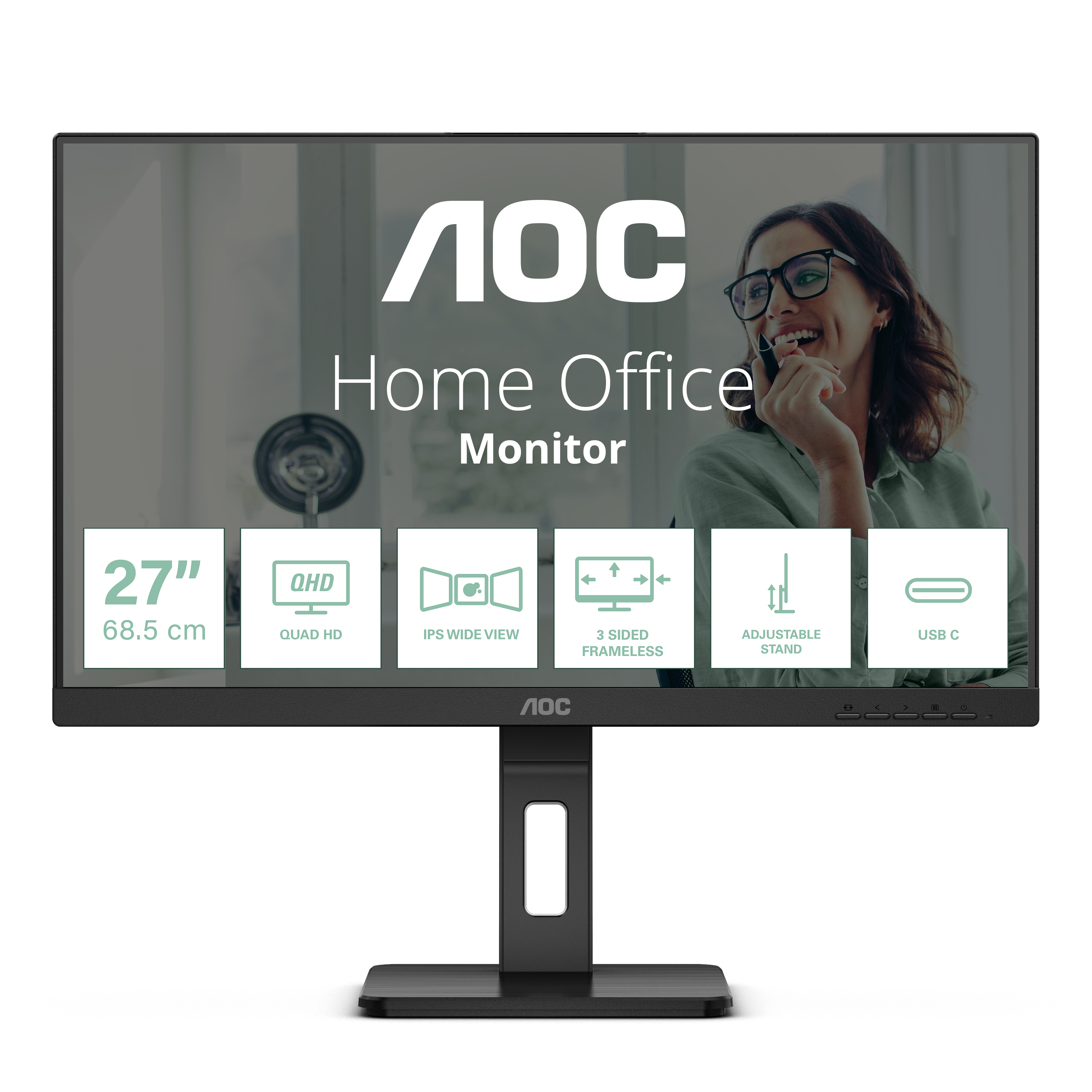AOC Pro-line Q27P3CV Monitor 68.6cm (27") WQHD, IPS, 4ms, HDMI, Displayport, USB