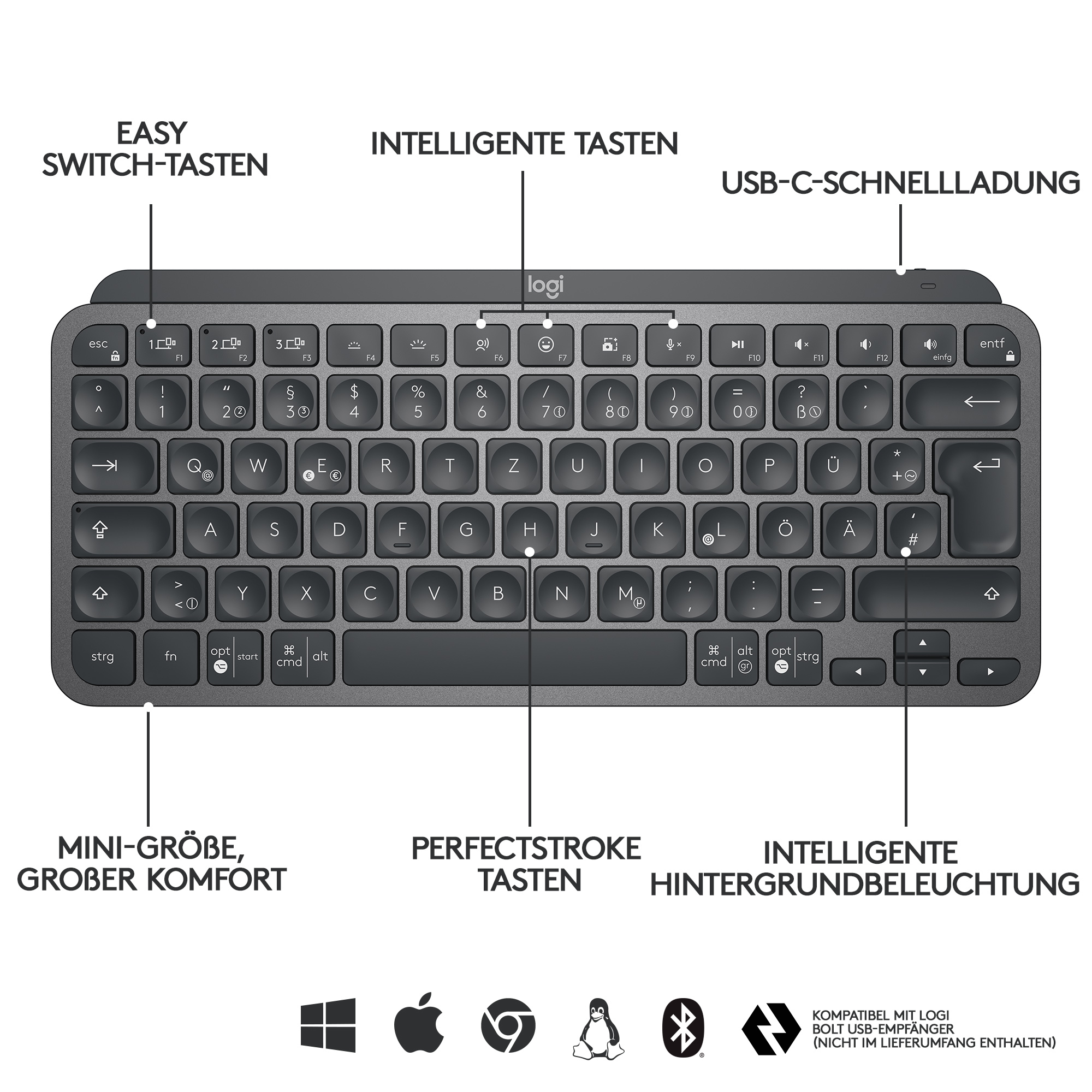 Logitech MX Keys Mini - Tastatur - hinterleuchtet