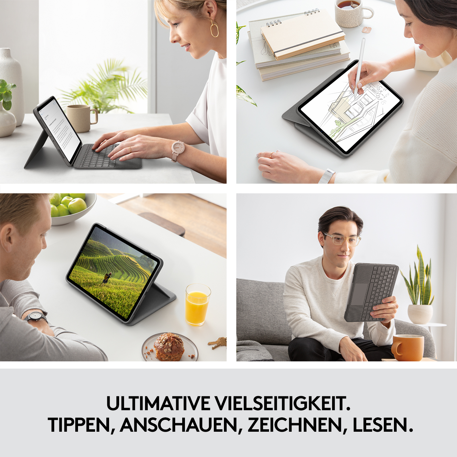 Logitech Folio Touch - Tastatur und Foliohülle - mit Trackpad - hinterleuchtet - Apple Smart connect