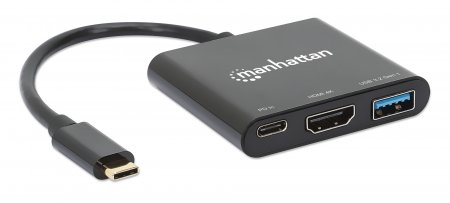 Manhattan USB-C Dock/Hub, Ports (x3): HDMI, USB-A and USB-C, With Power Delivery (100W)