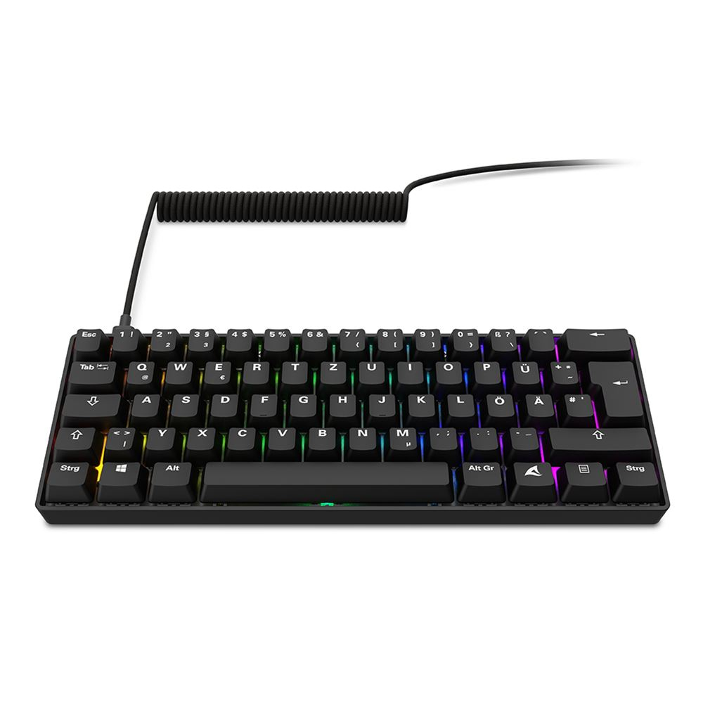 Sharkoon 100065630, 60%, Kabelgebunden, USB, QWERTZ, RGB-LED, Schwarz