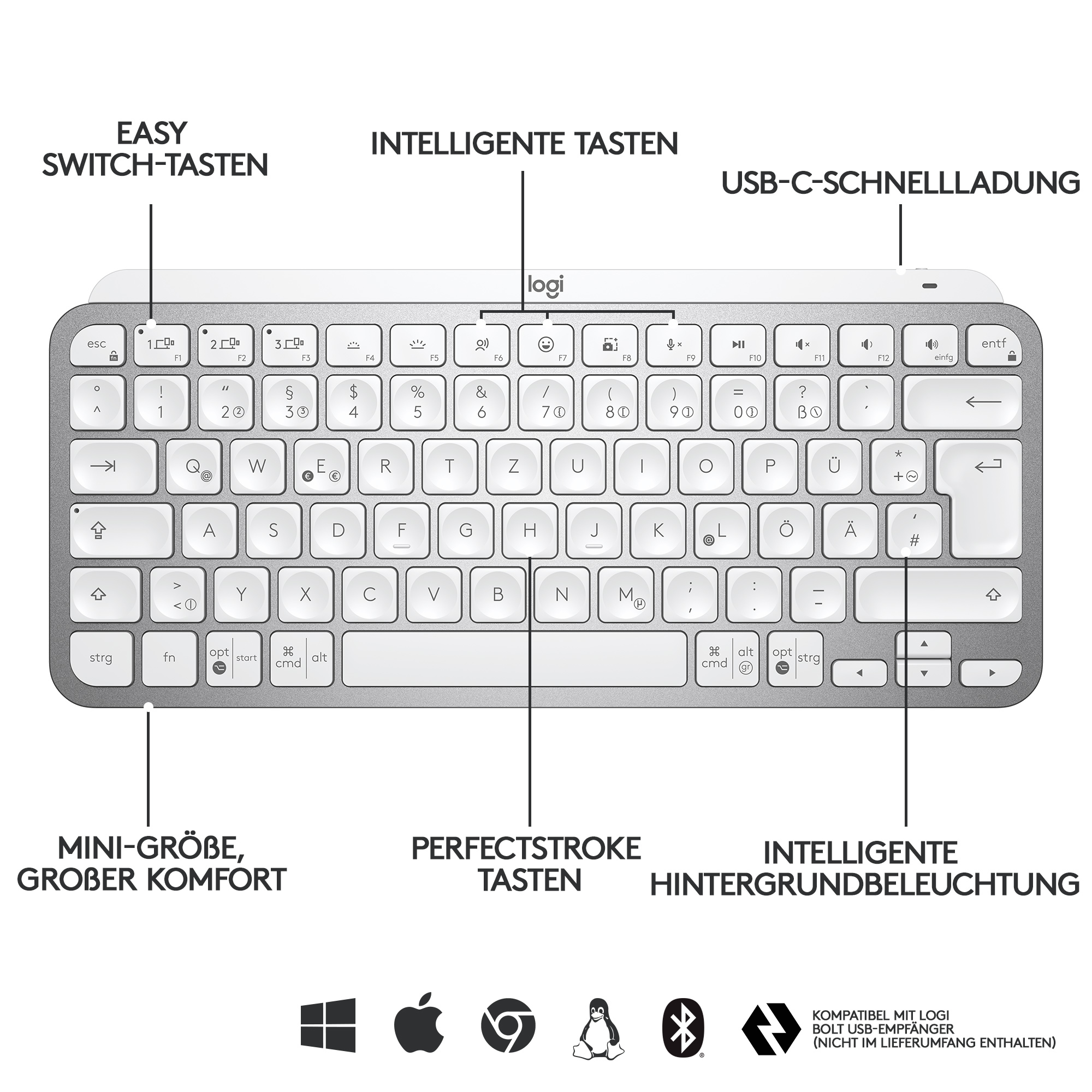 Logitech MX Keys Mini - Tastatur - hinterleuchtet