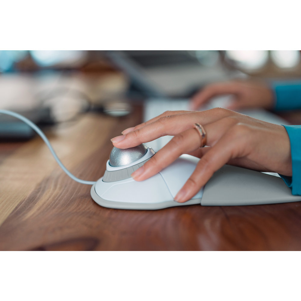 Kensington Orbit® Trackball mit Scroll Ring ? weiß, Beidhändig, Trackball, USB Typ-A, Weiß