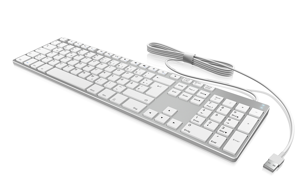 KeySonic KSK-8022BT (DE), Aluminium Tastatur, Bluetooth 3.0, Mac/Win/Android, Volle Größe (100%), Ka