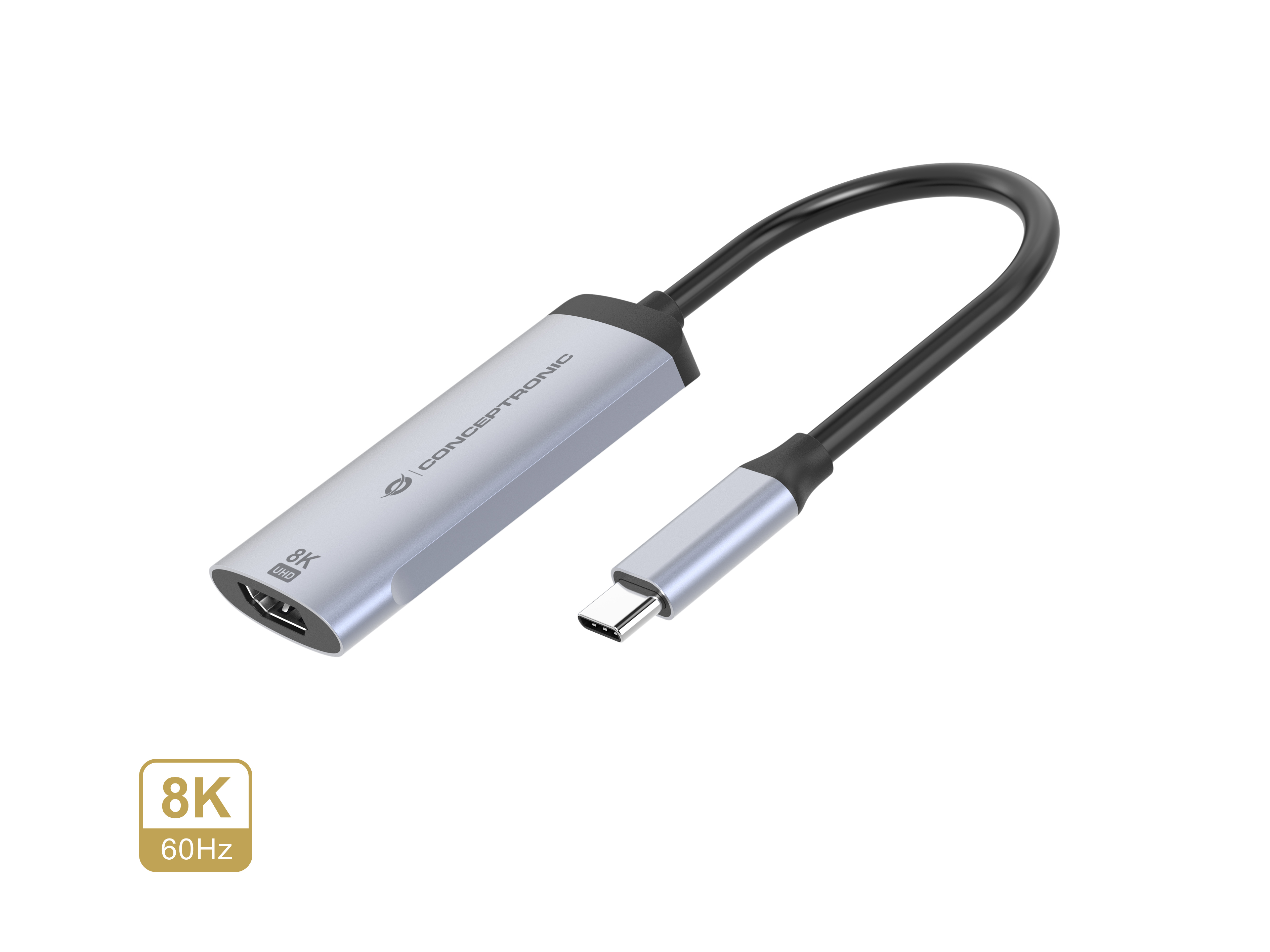 Conceptronic ABBY23G USB-C-auf-HDMI-2.1-Adapter, 8K60Hz, USB Typ-C, HDMI-Ausgang, 7680 x 4320 Pixel