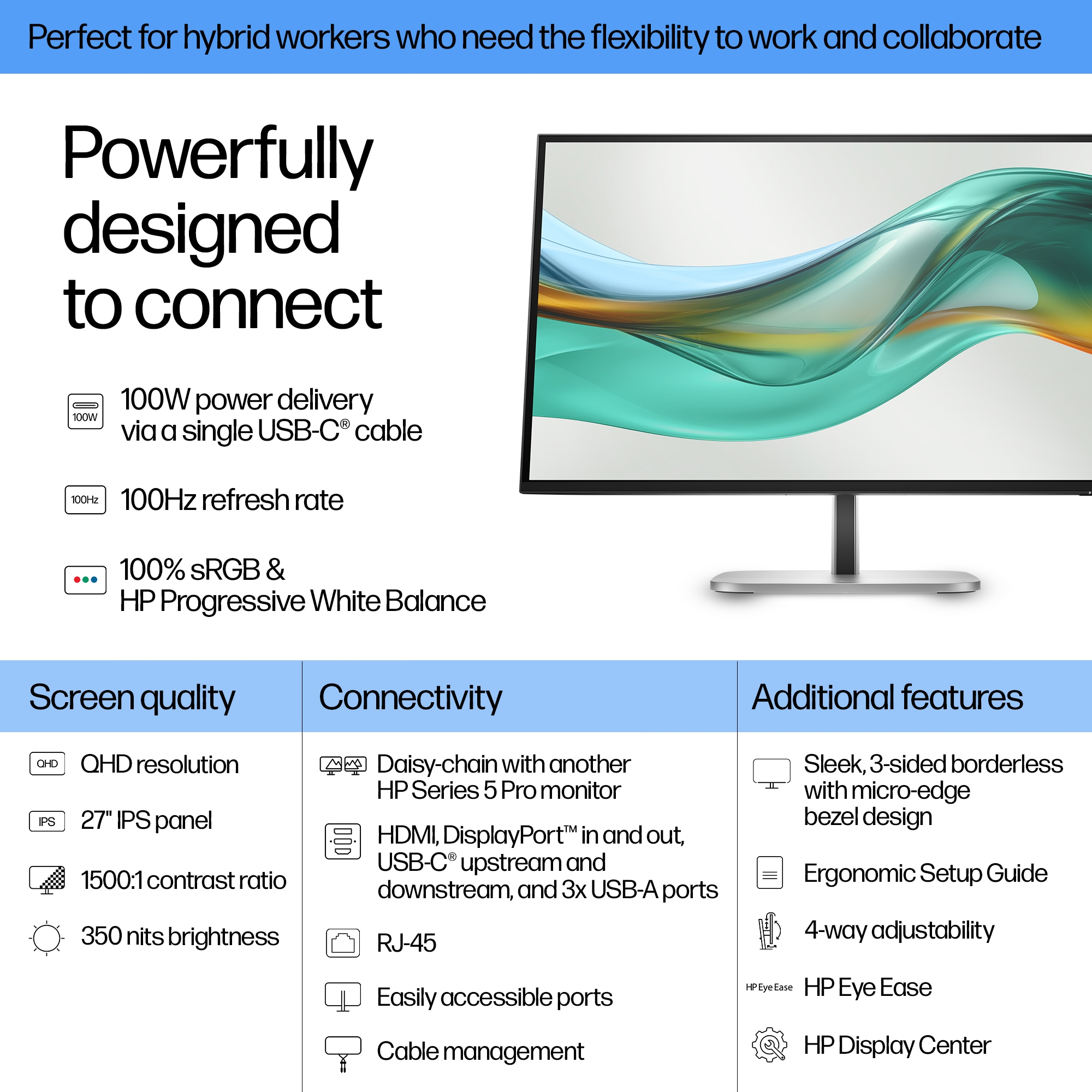 HP Serie 5 Pro 527pu Monitor 68,6 cm (27") WQHD, IPS, 5ms, HDMI, Displayport