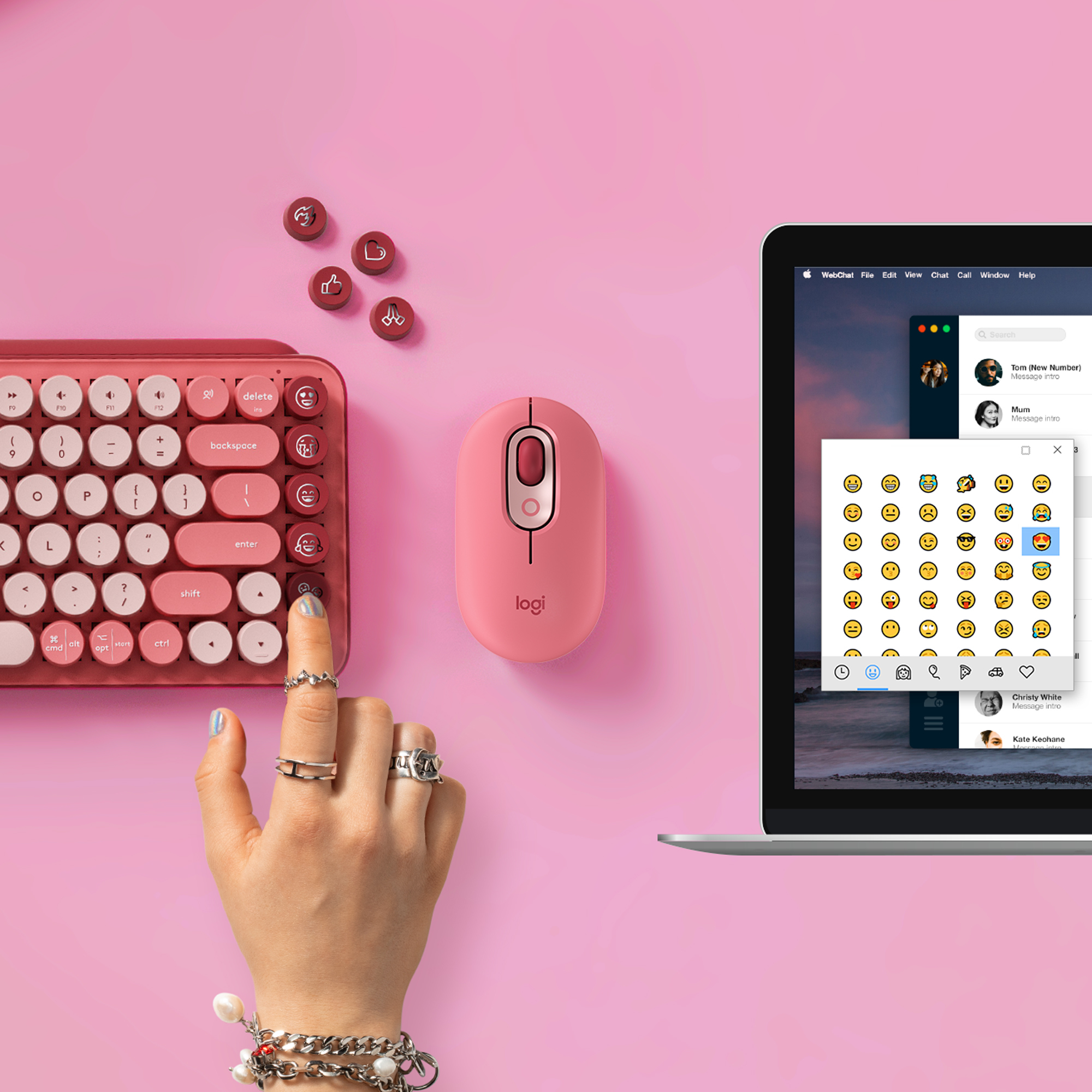 Logitech POP Keys - Tastatur - kabellos - Bluetooth 5.1, Bluetooth LE
