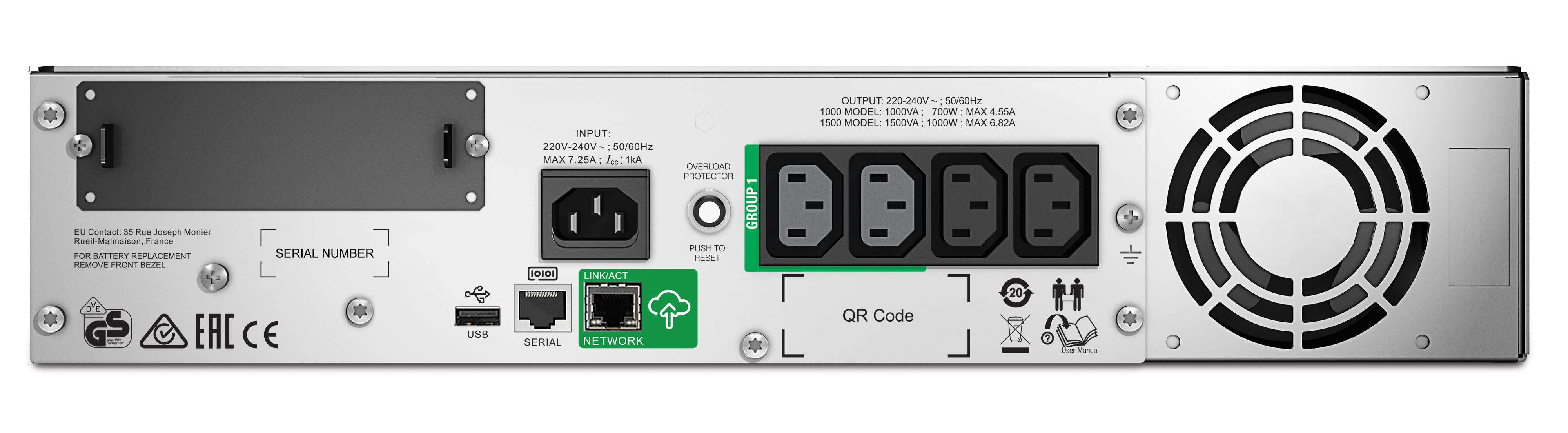 APC SMT1500RMI2UC Smart-UPS RM 2U LCD SmartConnect, 1500VA, USB/seriell