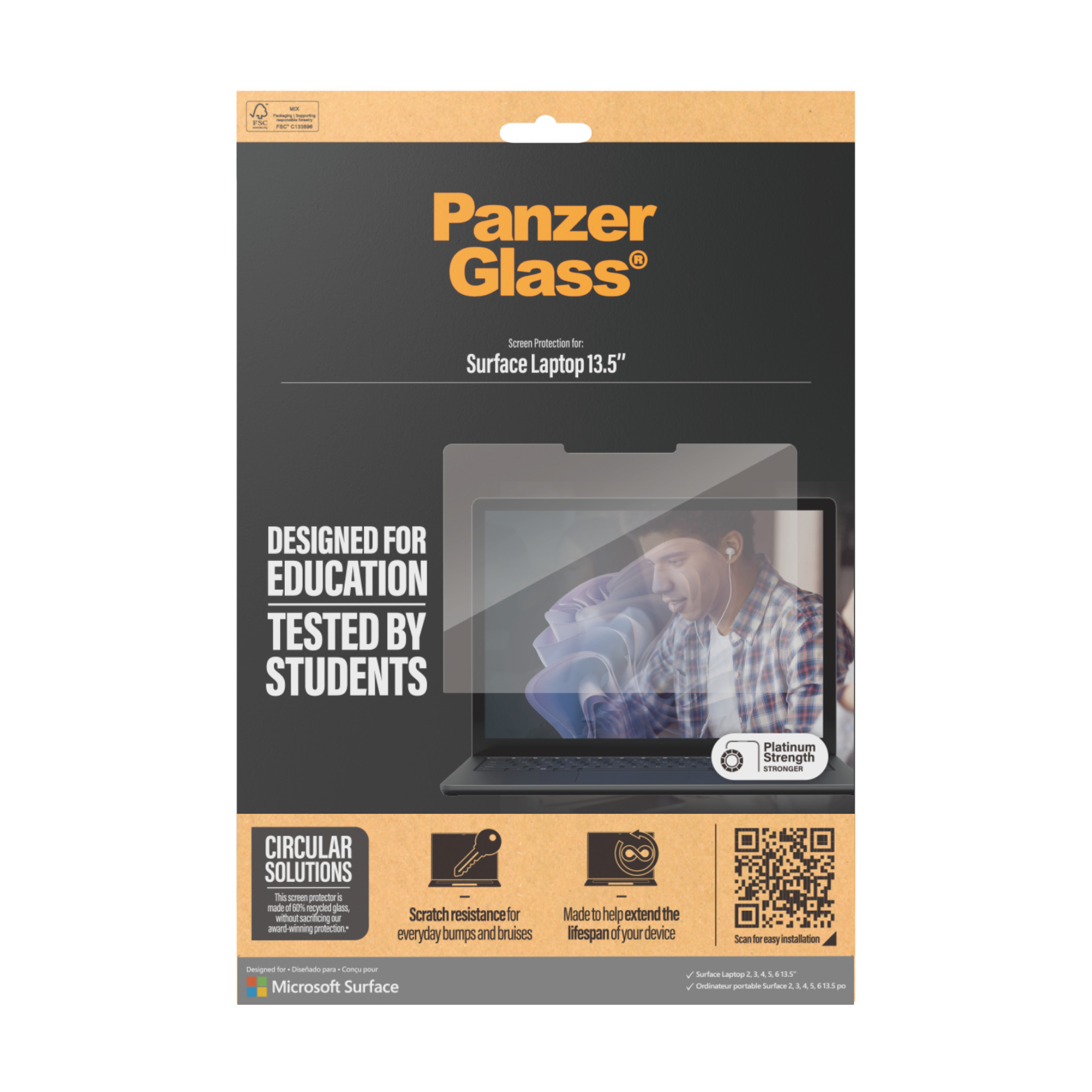 PanzerGlass ® Displayschutz Microsoft Surface Laptop 13.5" | 6 | 5 | 4 | 3 | 2, Gehärtetes Glas, Pol