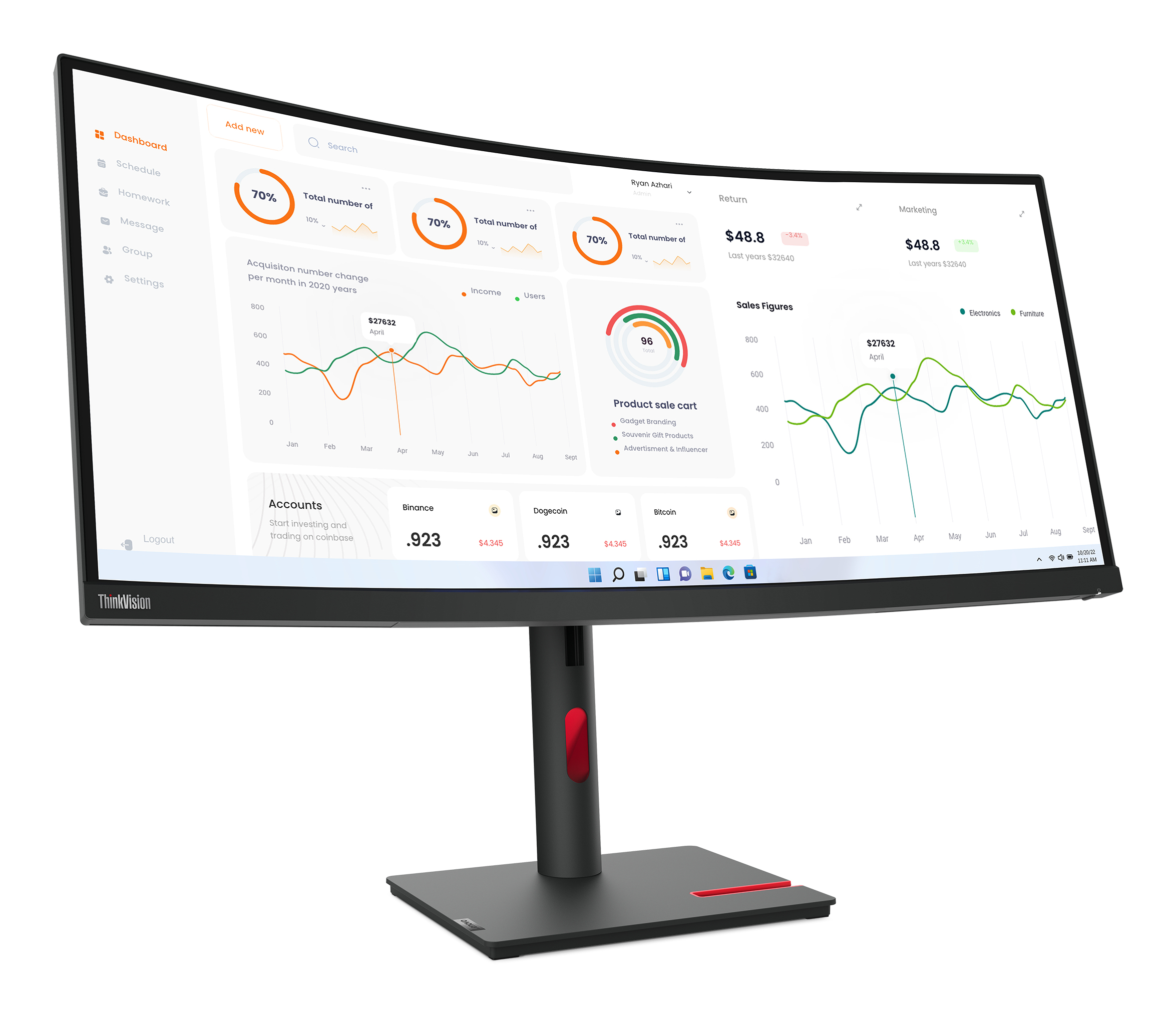B-WARE - Lenovo ThinkVision T34w-30 Curved-Monitor 86.4 cm (34") UWQHD, VA, 4ms, HDMI, Displayport