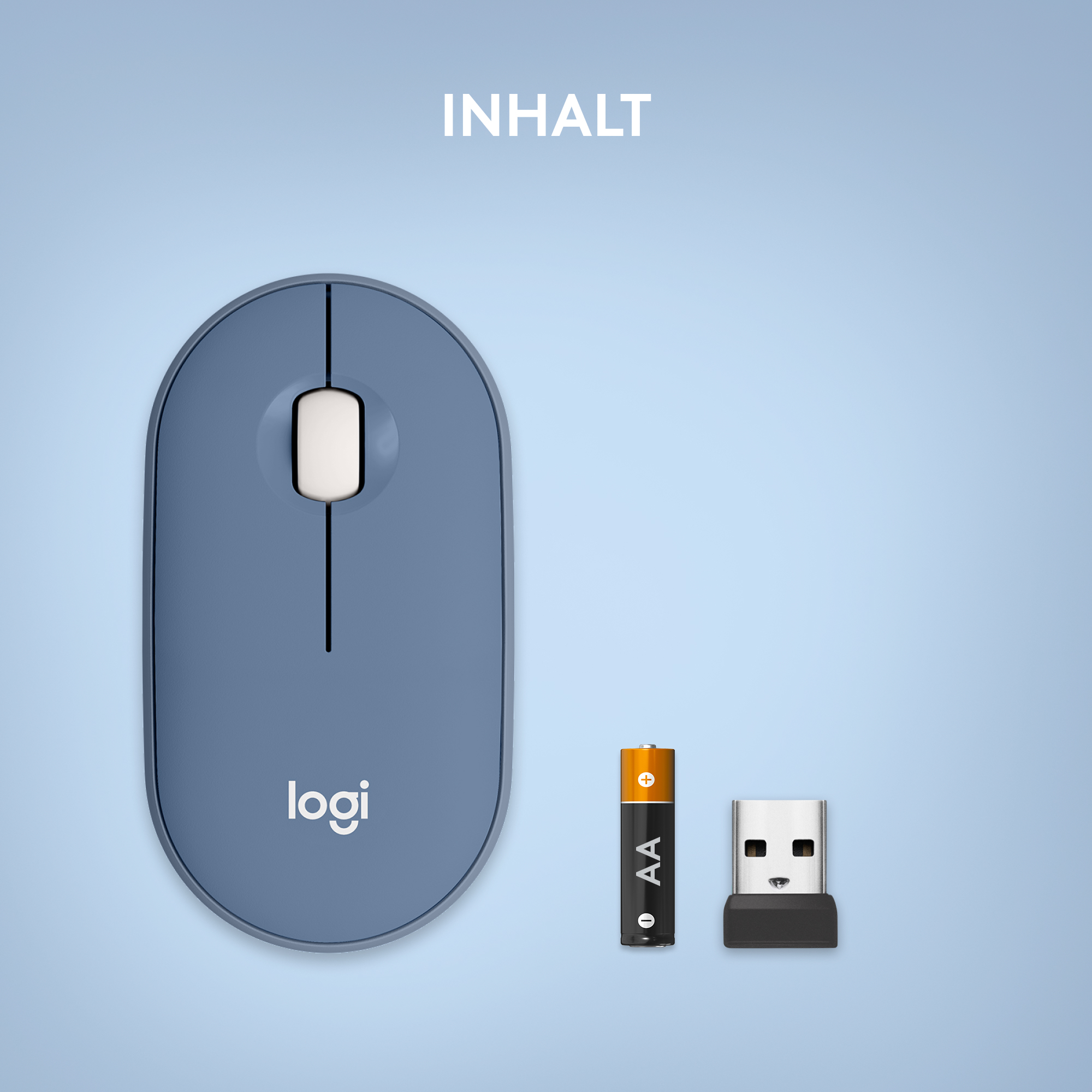 Logitech Pebble M350 - Maus - optisch - 3 Tasten - kabellos - 2.4 GHz, Bluetooth - kabelloser Empfän