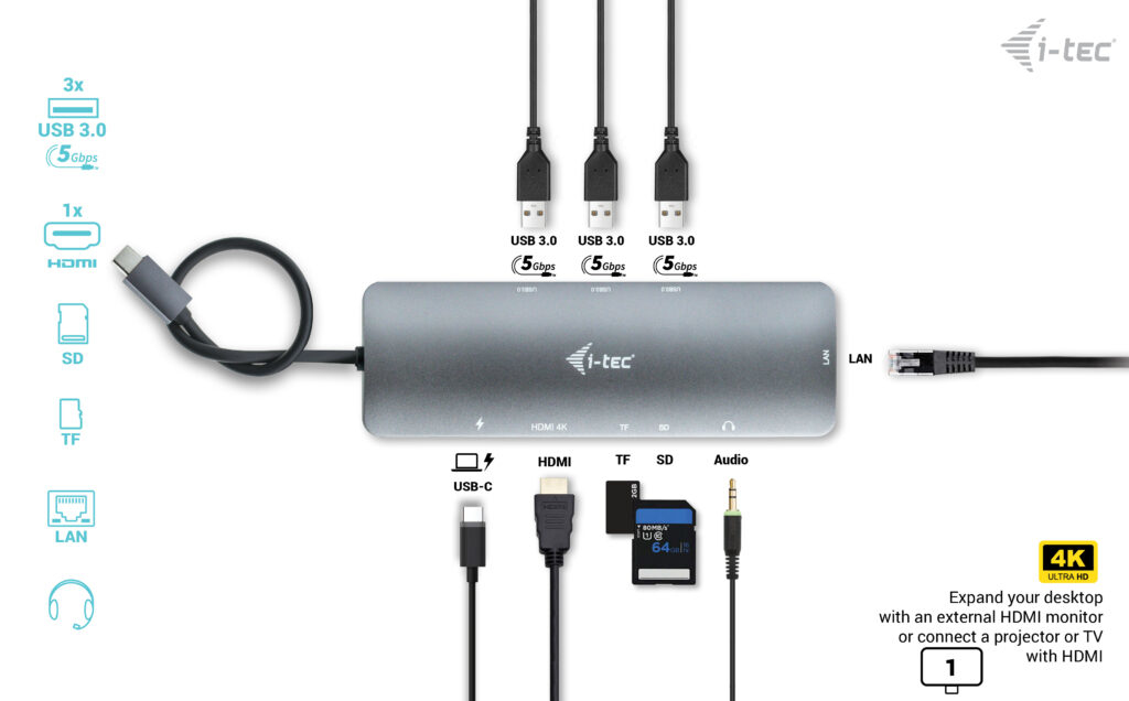 i-tec USB-C Metal Nano Docking Station, USB-C 3.0 [Stecker]