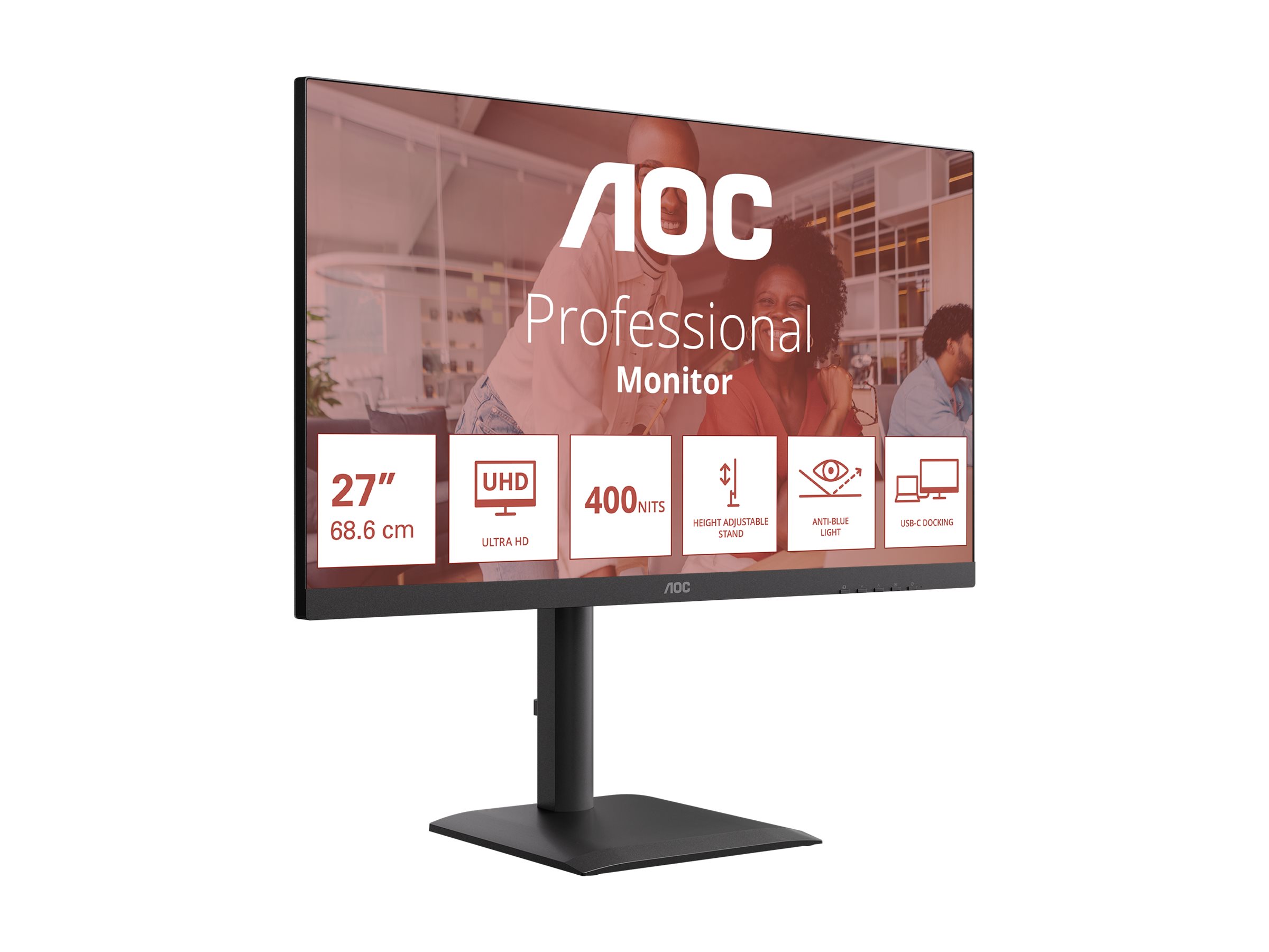 AOC U27E4CV Monitor 68.6cm (27") 4K UHD, IPS, 4ms, HDMI, Displayport, USB