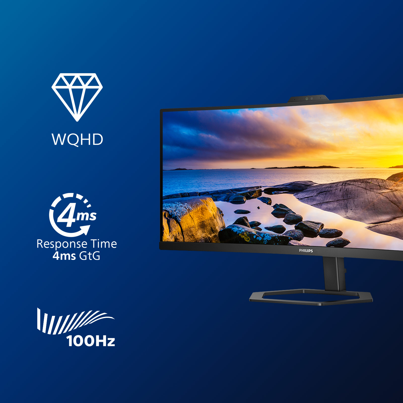 Philips 34E1C5600HE Curved-Monitor 86.36cm (34"), UWQHD, VA, 4ms, HDMI, Displayport, USB-C