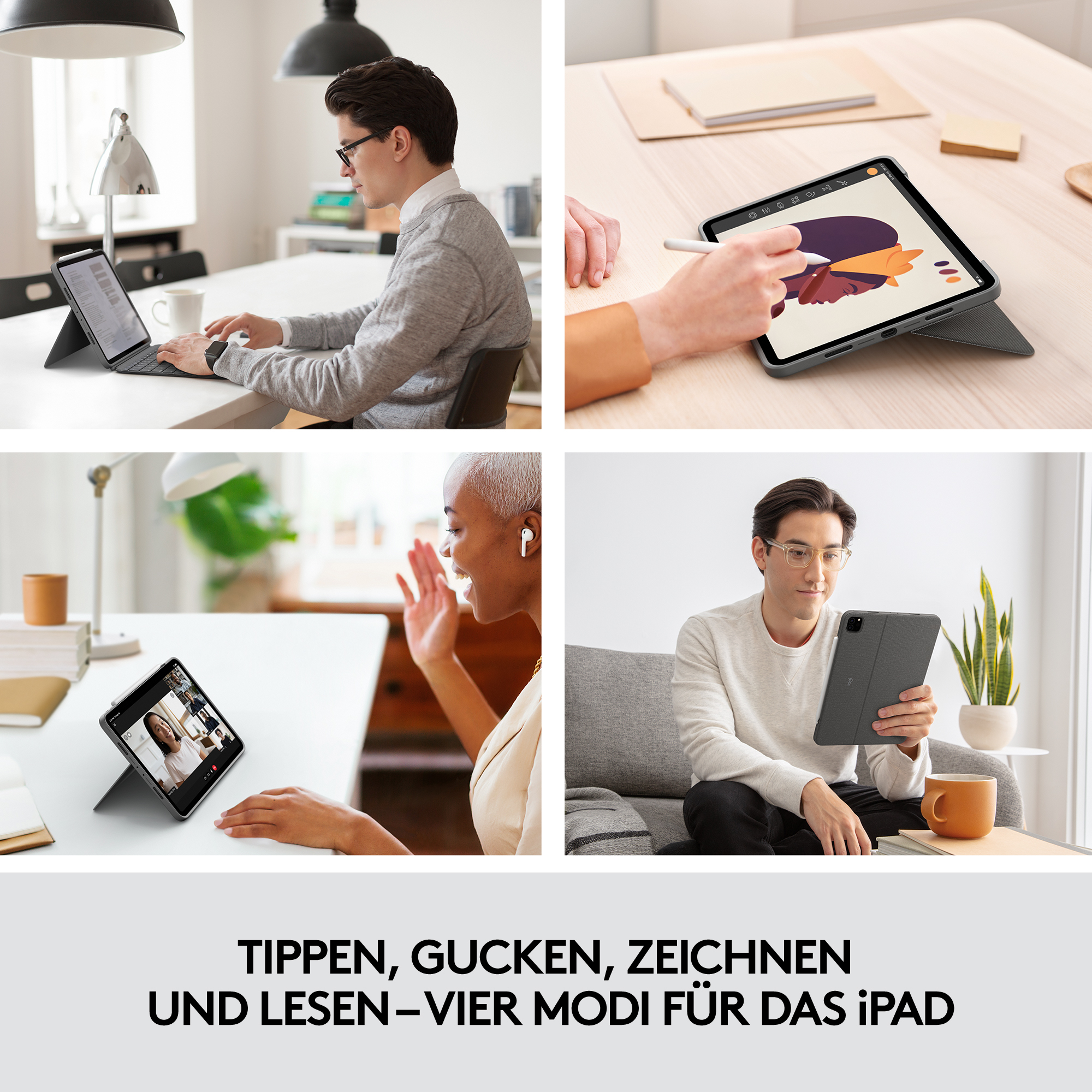 Logitech Combo Touch - Tastatur und Foliohülle - mit Trackpad - hintergrundbeleuchtet - Apple Smart
