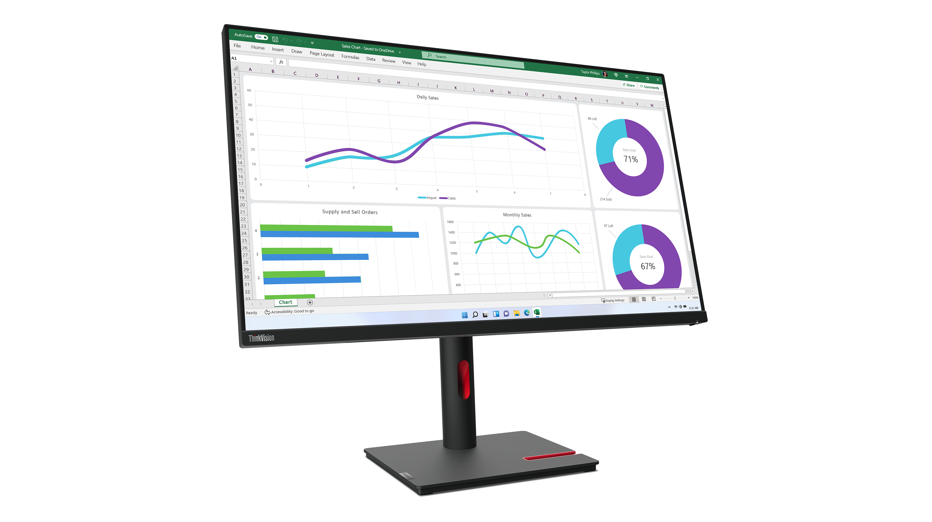 Lenovo ThinkVision T32h-30 Monitor 80cm (31.5") WQHD, IPS, 4ms, HDMI, Displayport