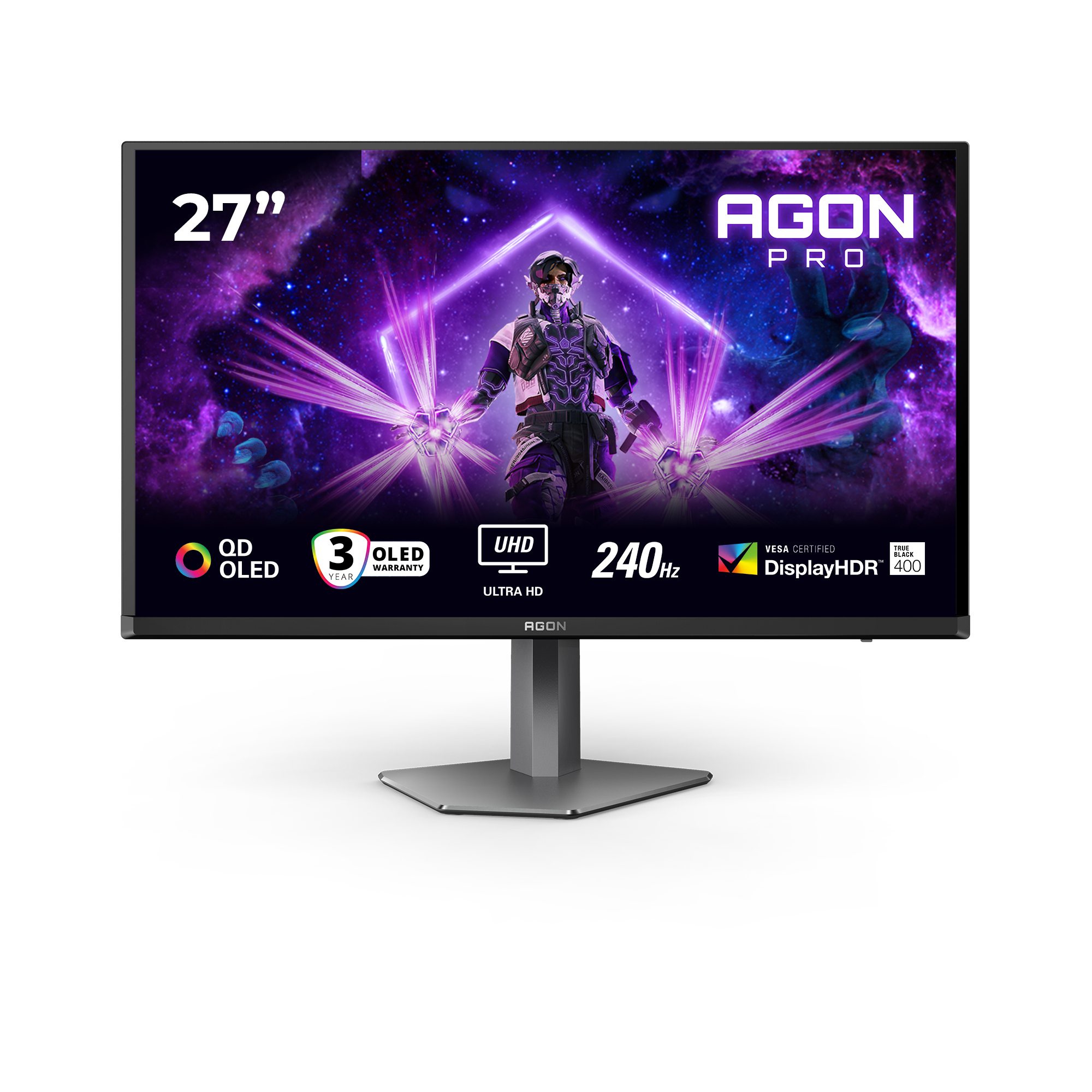 AOC G2 AG276UZD, 67,3 cm (26.5"), 3840 x 2160 Pixel, 4K Ultra HD, OLED, 0,03 ms, Schwarz