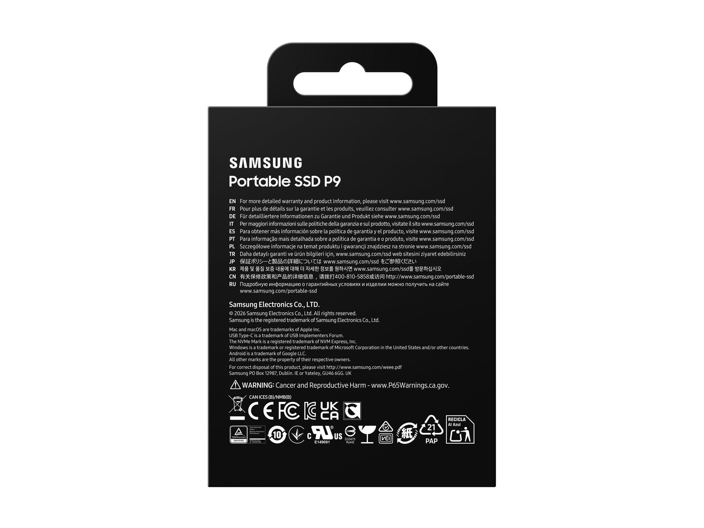 Samsung P9 MU-PJ2T0G - SSD - verschlüsselt - 2 TB - extern (tragbar)