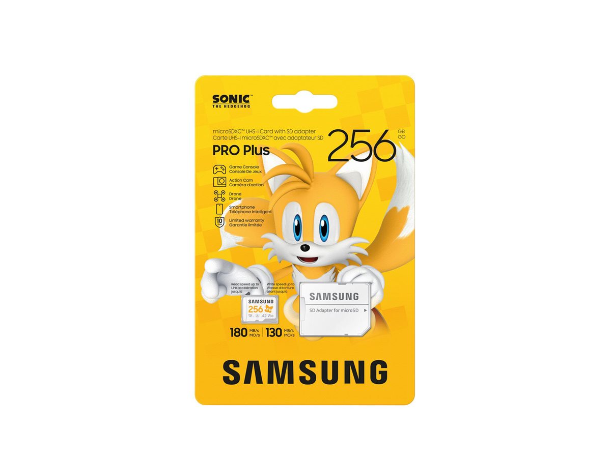Samsung PRO Plus MB-MD256SA - Sonic the Hedgehog Flash-Speicherkarte (microSDXC-an-SD-Adapter inbegr