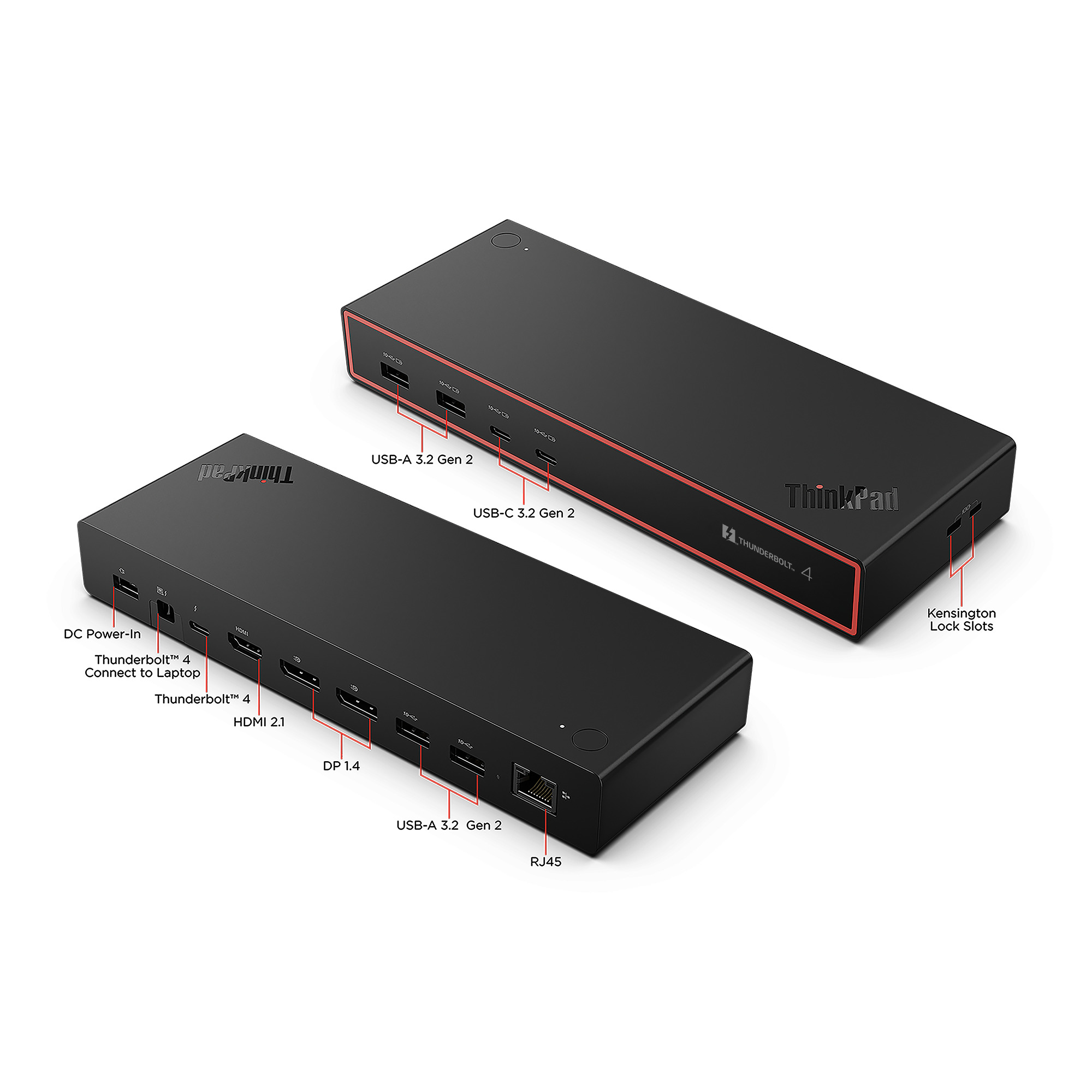 Lenovo 40BG0135GE, Andocken, Thunderbolt 4, 100 W, 2500 Mbit/s, Schwarz, Eclipse Black