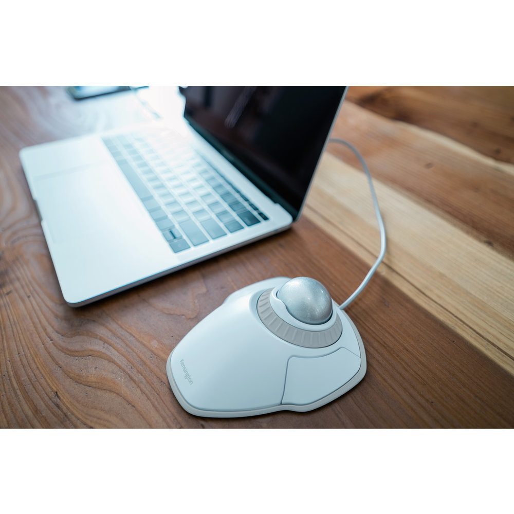 Kensington Orbit® Trackball mit Scroll Ring ? weiß, Beidhändig, Trackball, USB Typ-A, Weiß