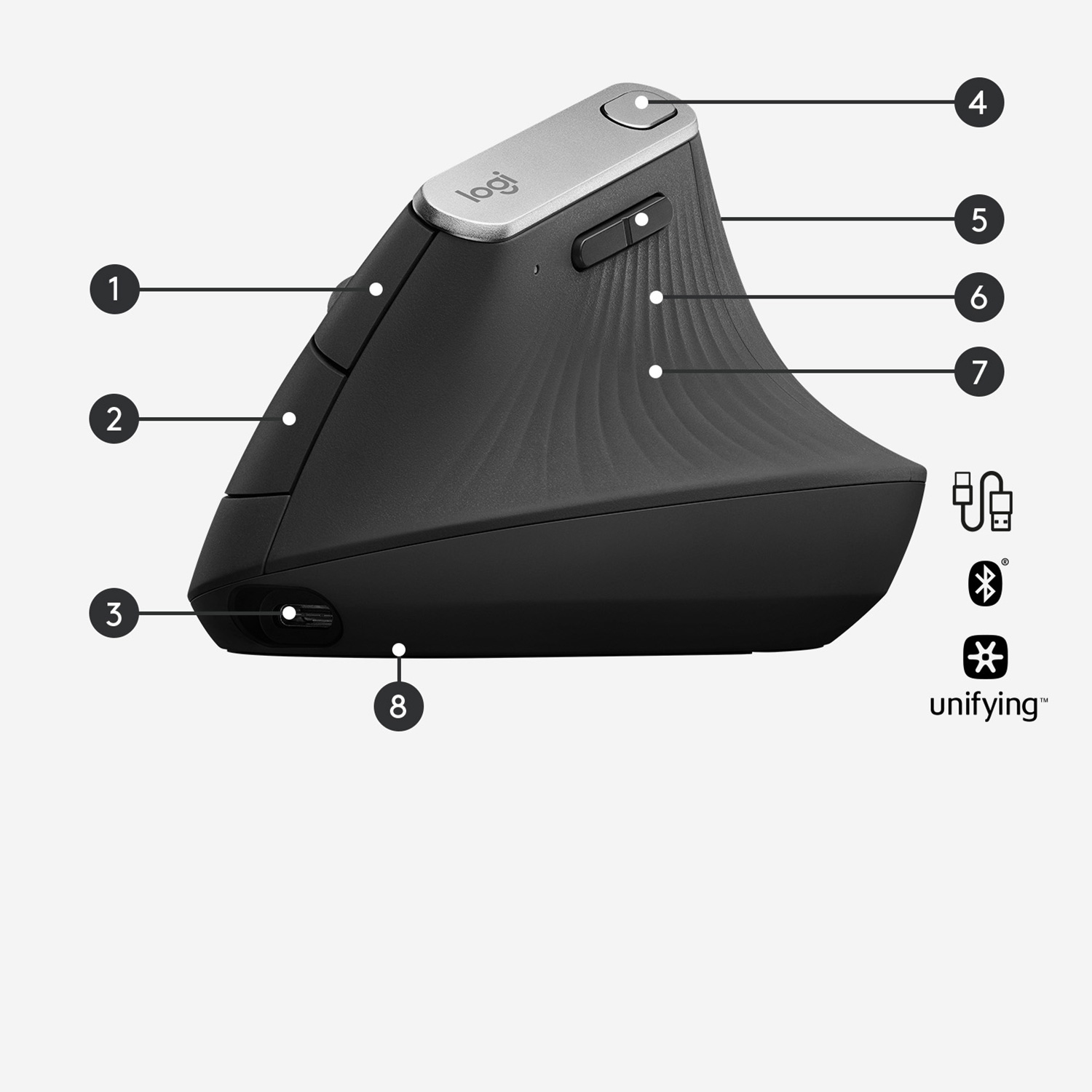 Logitech MX Vertical, USB/Bluetooth