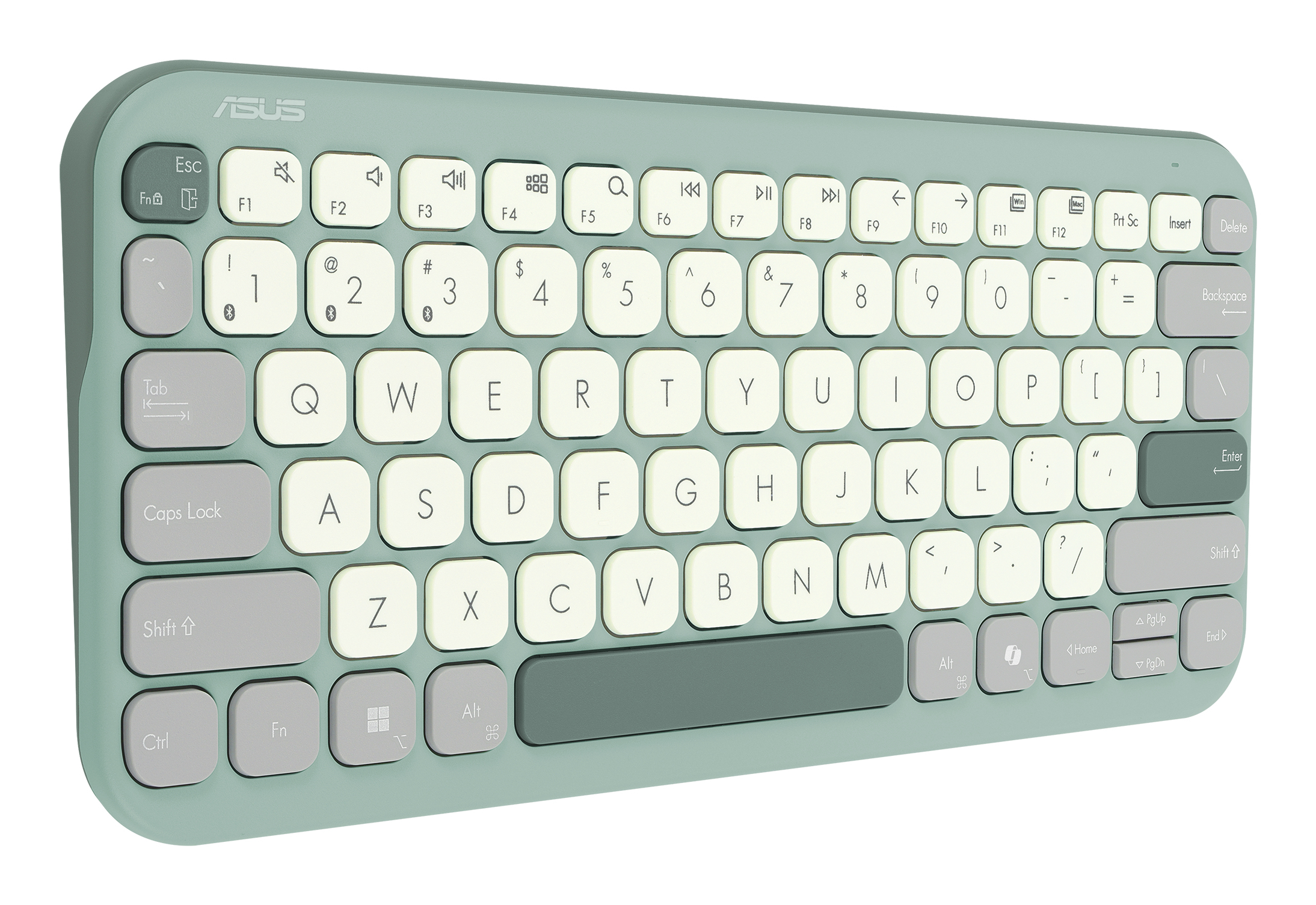 ASUS Marshmallow Keyboard KW100, 75%, Kabellos, Bluetooth, Scherenschalter, QWERTZ, Grün