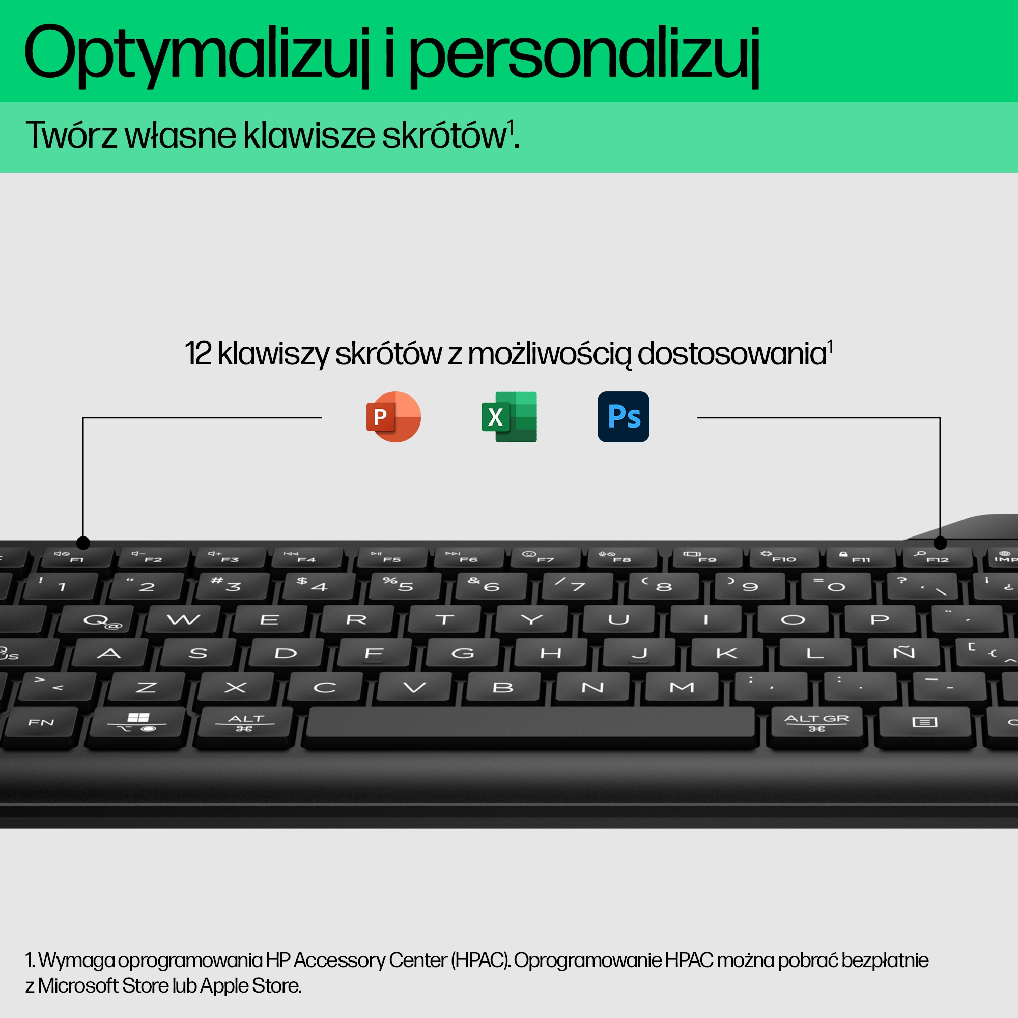 HP 475 - Tastatur - Dual-Mode, Multi-Device, kompakt, 2-Zonen-Layout, geringer Tastenhub, 12 program