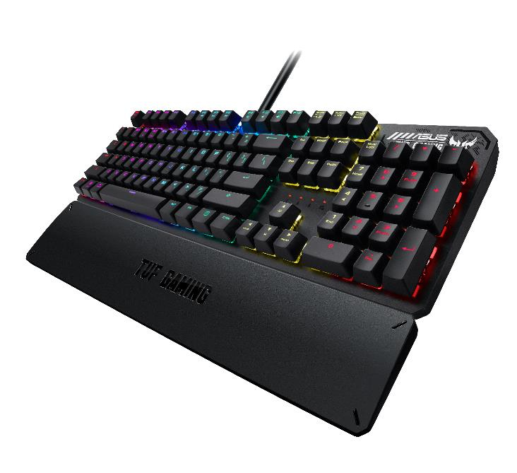 ASUS TUF Gaming K3, Volle Größe (100%), USB, Halbmechanischer Schlüsselschalter, QWERTZ, RGB-LED, Gr
