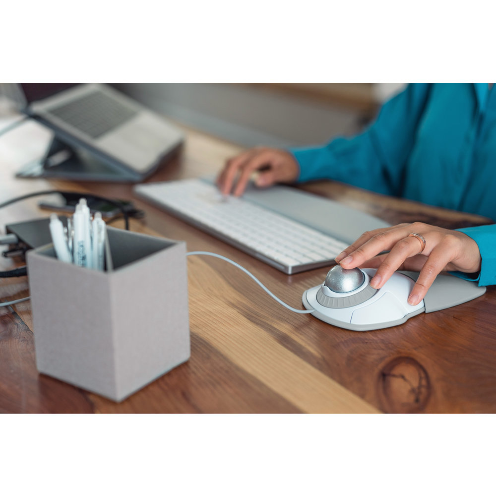 Kensington Orbit® Trackball mit Scroll Ring ? weiß, Beidhändig, Trackball, USB Typ-A, Weiß