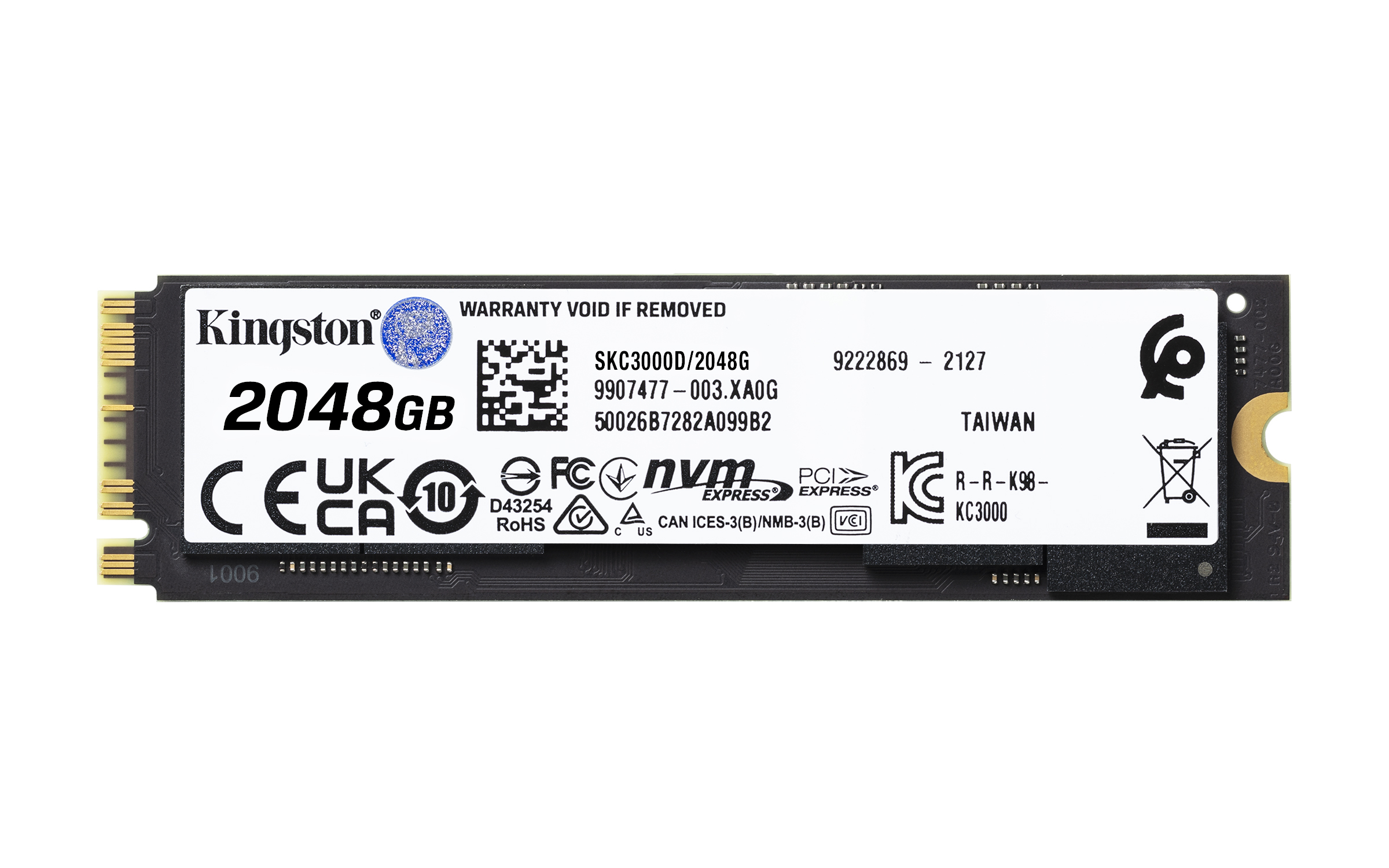 Kingston KC3000 PCIe 4.0 NVMe SSD 2048GB, M.2 2280 / M-Key / PCIe 4.0 x4, Kühlkörper