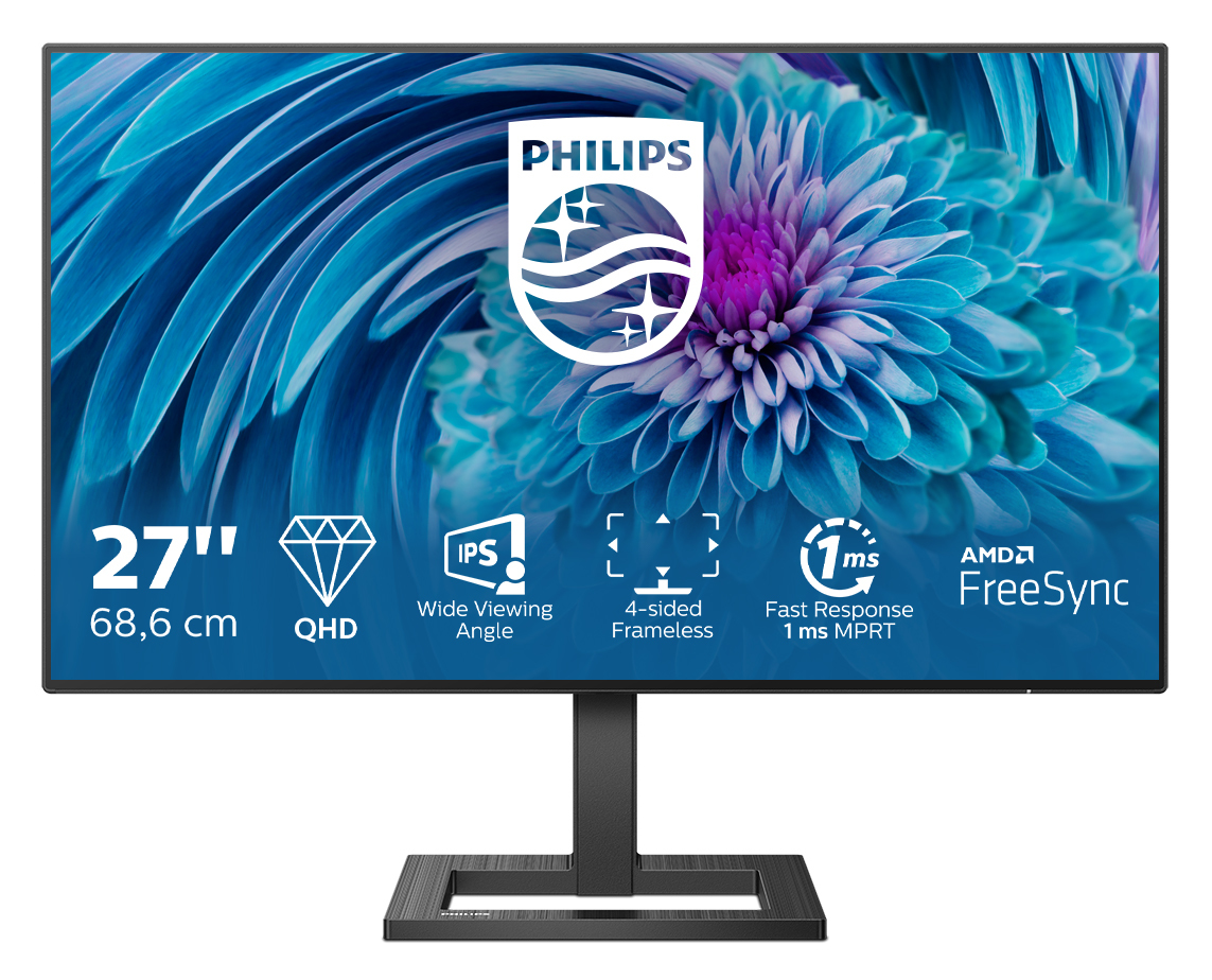 Philips E-line 275E2FAE Monitor 68.6cm (27") WQHD, IPS, 4ms, HDMI, Displayport