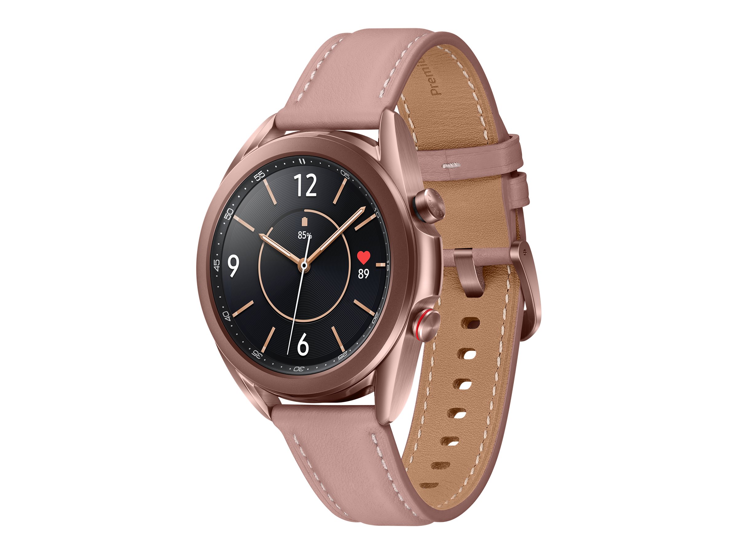 Samsung Galaxy Watch 3 - 41 mm - mystic bronze - intelligente Uhr mit Band - Leder - Anzeige 3.02 cm
