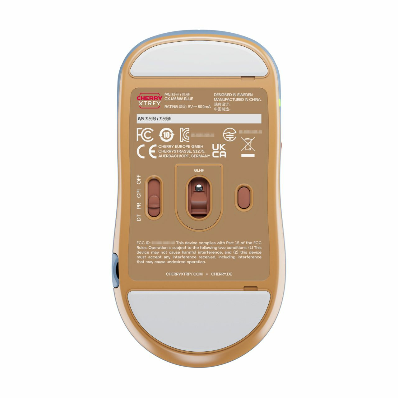 Cherry Xtrfy M68 - Maus - optisch - 5 Tasten - kabellos - 2.4 GHz - kabelloser Empfänger (USB)