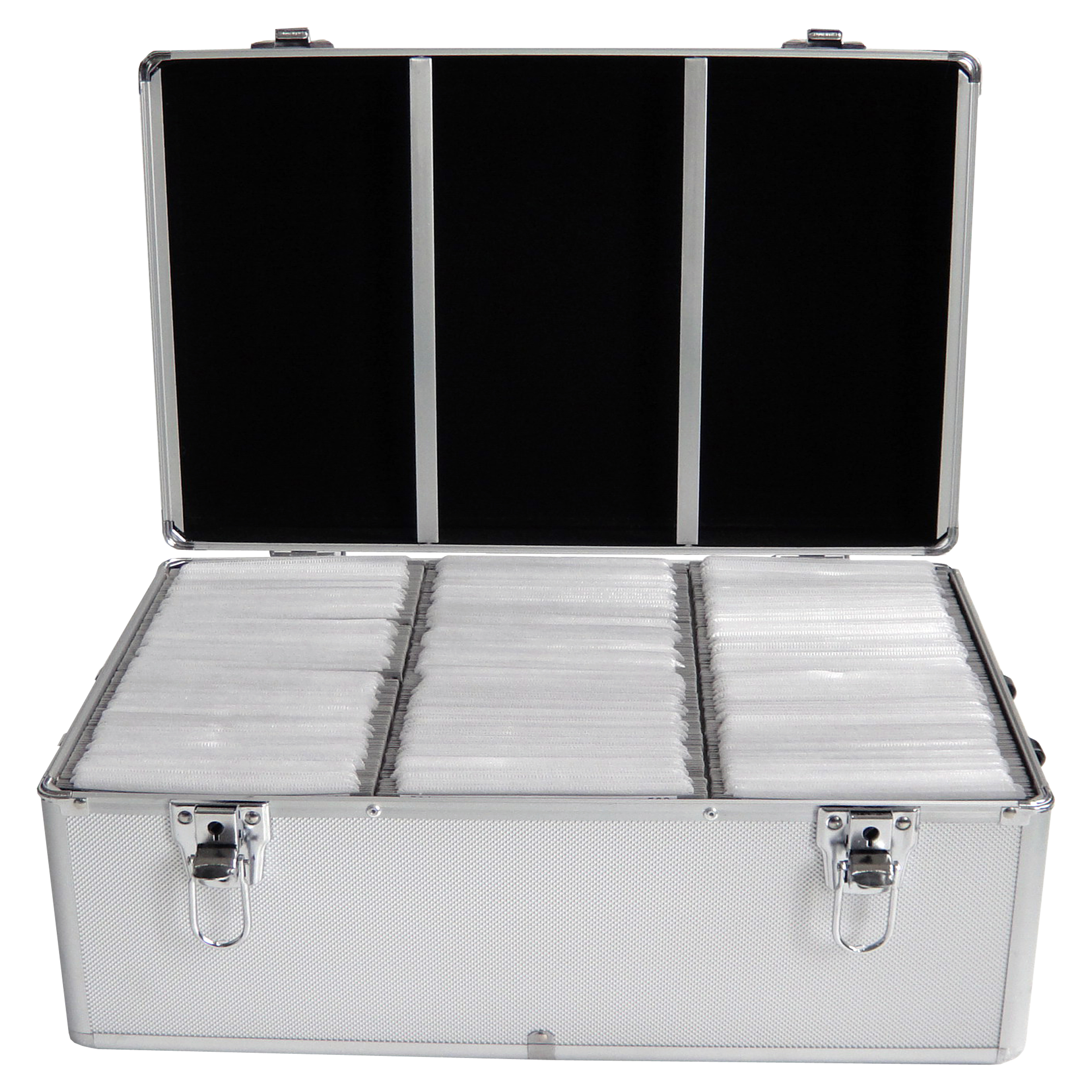 MEDIARANGE BOX77, Gehäusebox, 500 Disks, Silber, Fleece, Kunststoff, Holz, 120 mm, Aluminium