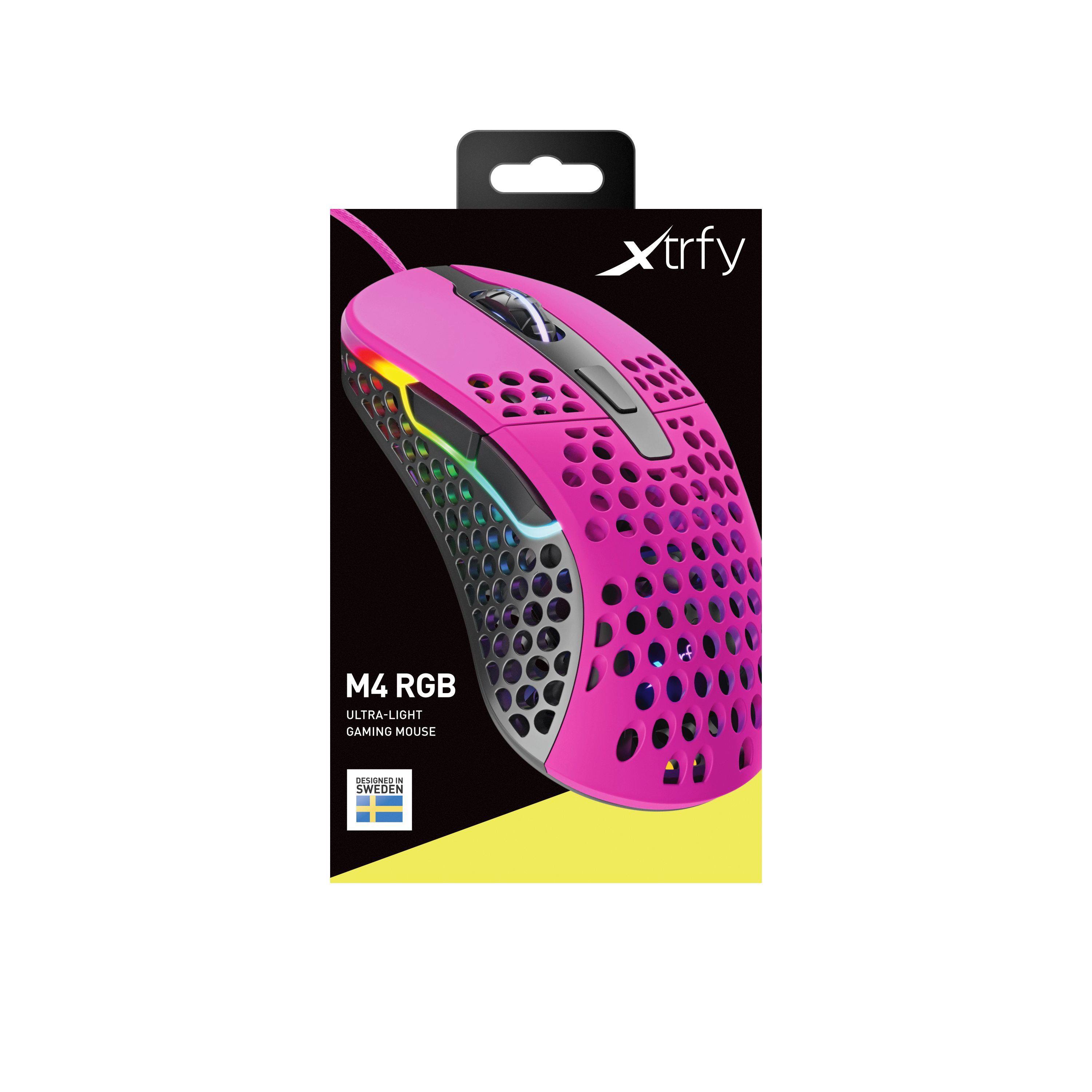 Xtrfy CHERRY XTRFY M4 RGB, rechts, Optisch, USB Typ-A, 16000 DPI, Schwarz, Pink