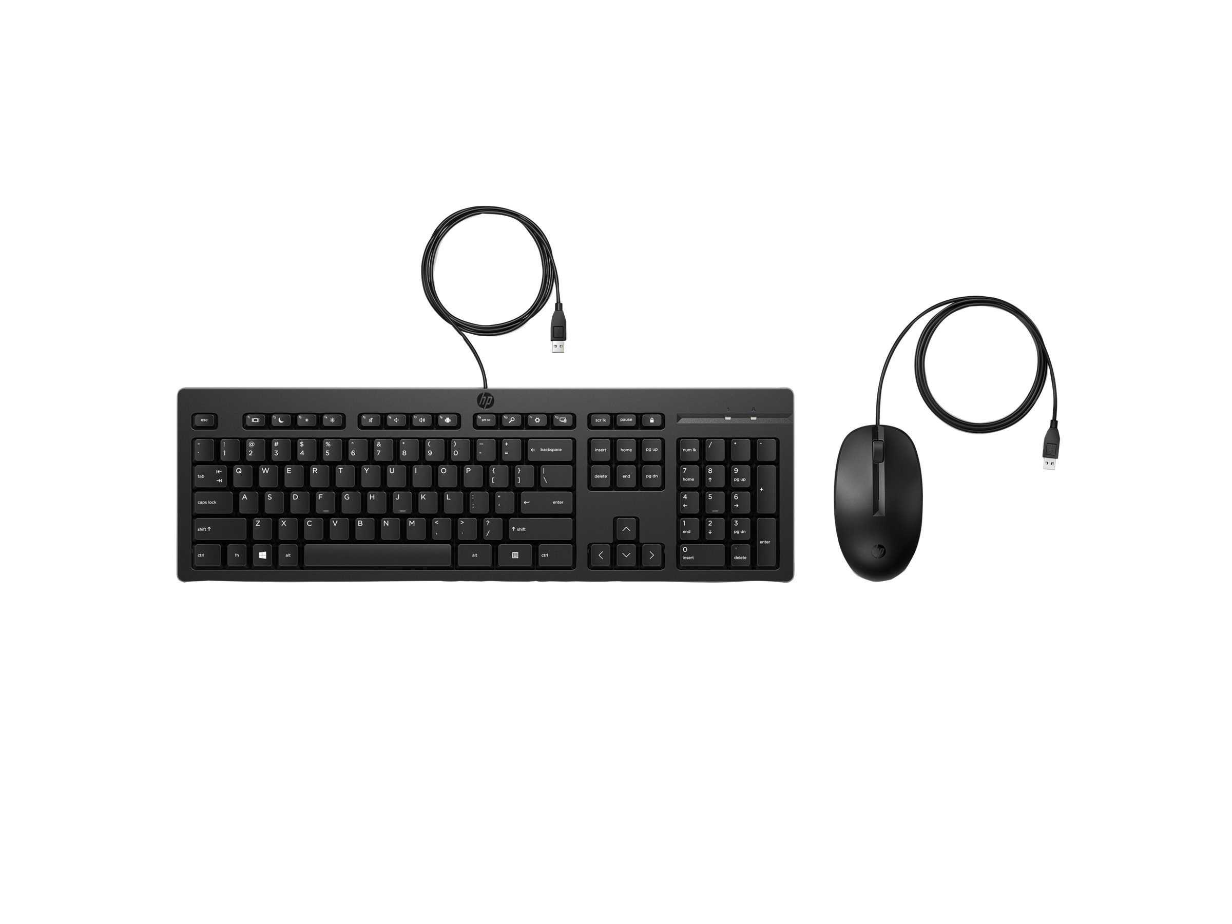 HP 225 - Tastatur-und-Maus-Set - beidhändig, 3-Zonen-Layout, Standard-Tastenweg
