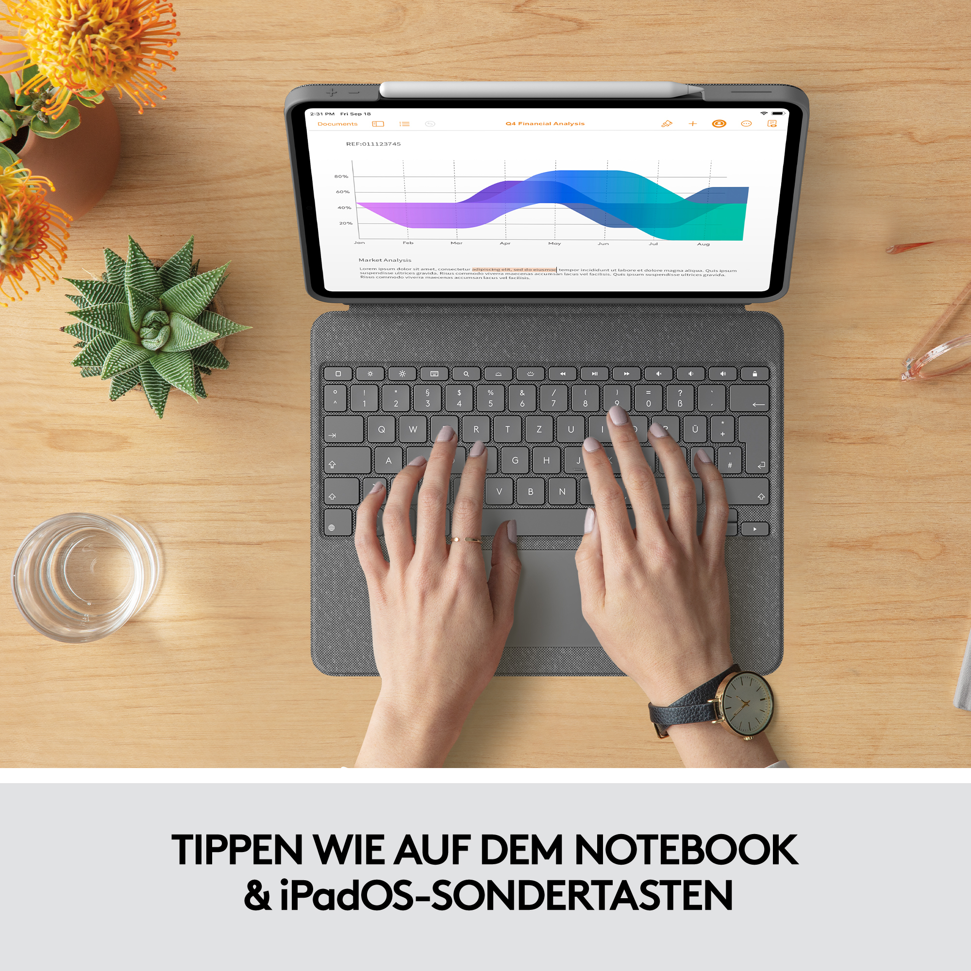 Logitech Combo Touch - Tastatur und Foliohülle - mit Trackpad - hintergrundbeleuchtet - Apple Smart