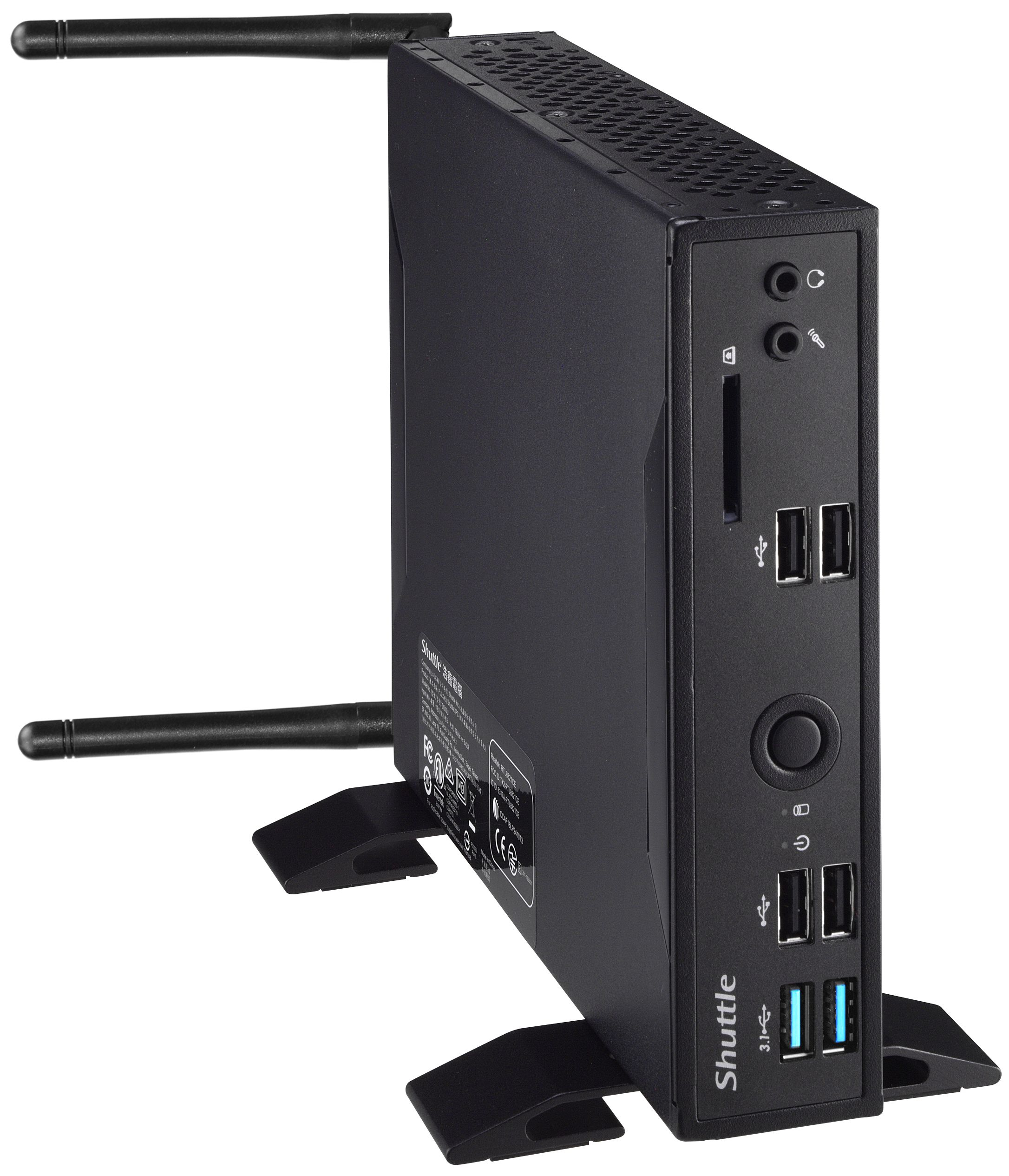 Shuttle XPC slim Barebone DS10U, Celeron 4205U, 1xHDMI,1xDP,1x VGA, 2x LAN,1xCOM, 8x USB, lüfterlos,