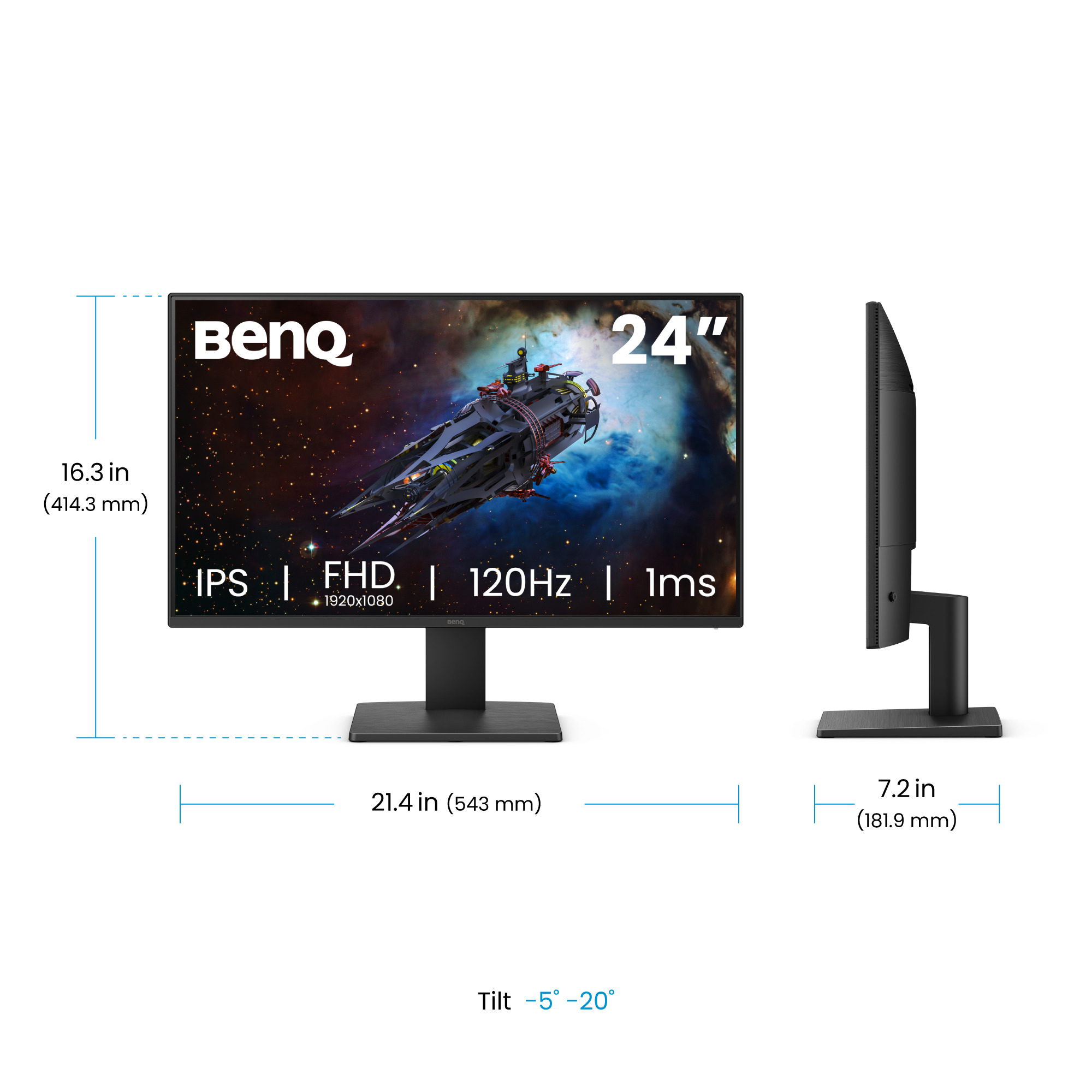 BenQ GW2491P, 60,5 cm (23.8"), 1920 x 1080 Pixel, Full HD, LED, 1 ms, Schwarz