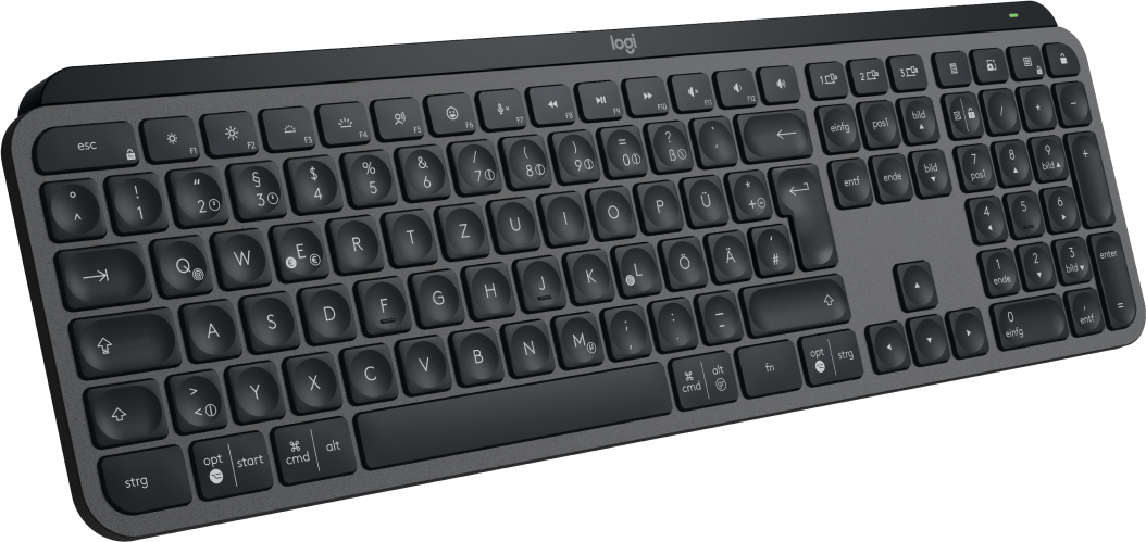 Logitech MX Keys S Graphite, schwarz, LEDs weiß, Logi Bolt, USB/Bluetooth, DE