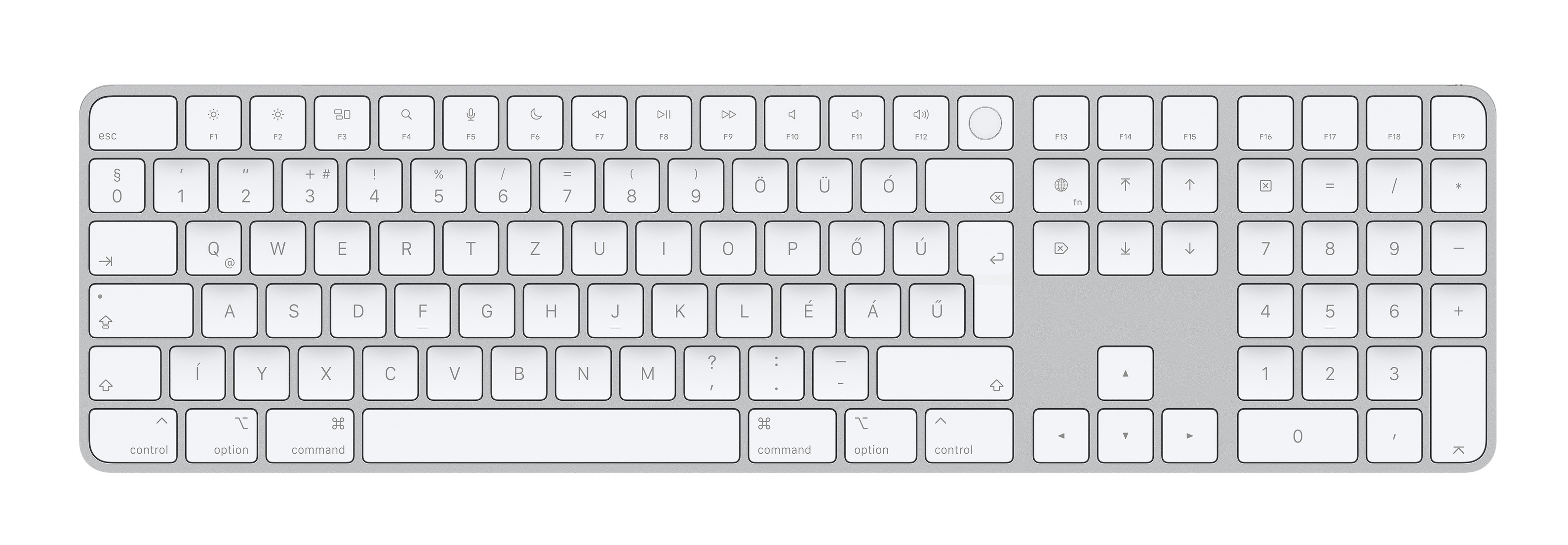 Apple Magic, Volle Größe (100%), Verkabelt & Kabellos, USB + Bluetooth, Aluminium, Weiß