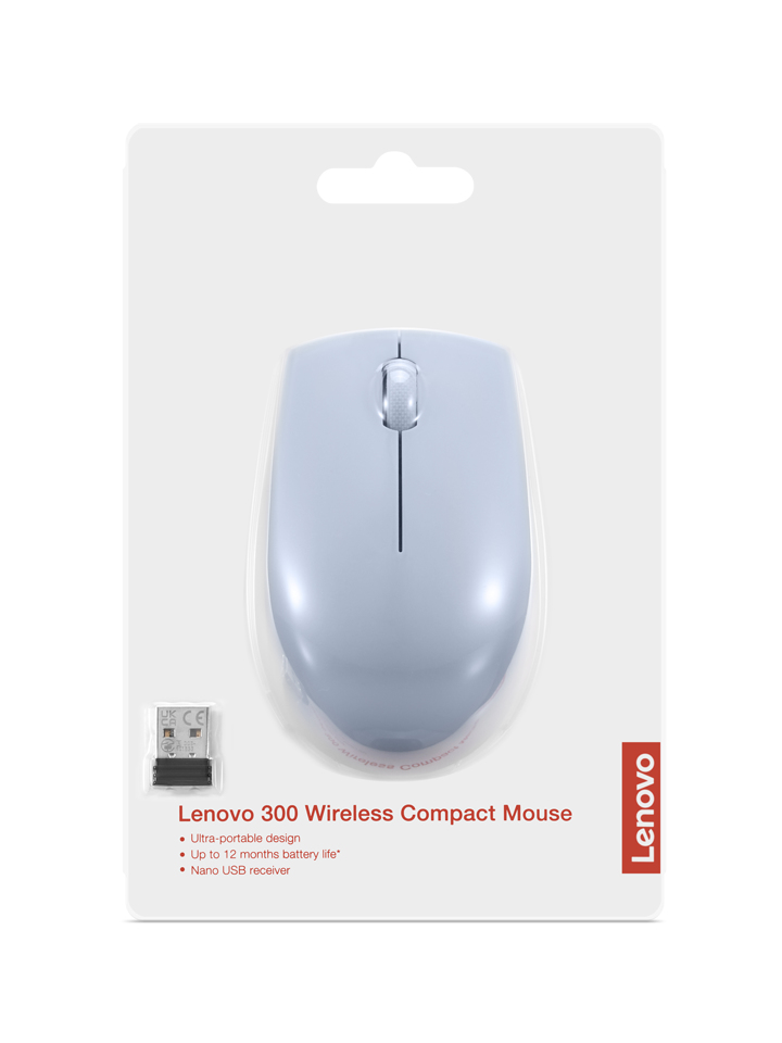 Lenovo 300 Wireless Compact - Maus - mit Batterie - optisch - 3 Tasten - kabellos - 2.4 GHz - kabell
