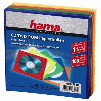 Hama Paper Protection Sleeves - CD-/DVD-Hülle - Kapazität: 1 CD/DVD - Blau, Gelb, Rot, grün, orange